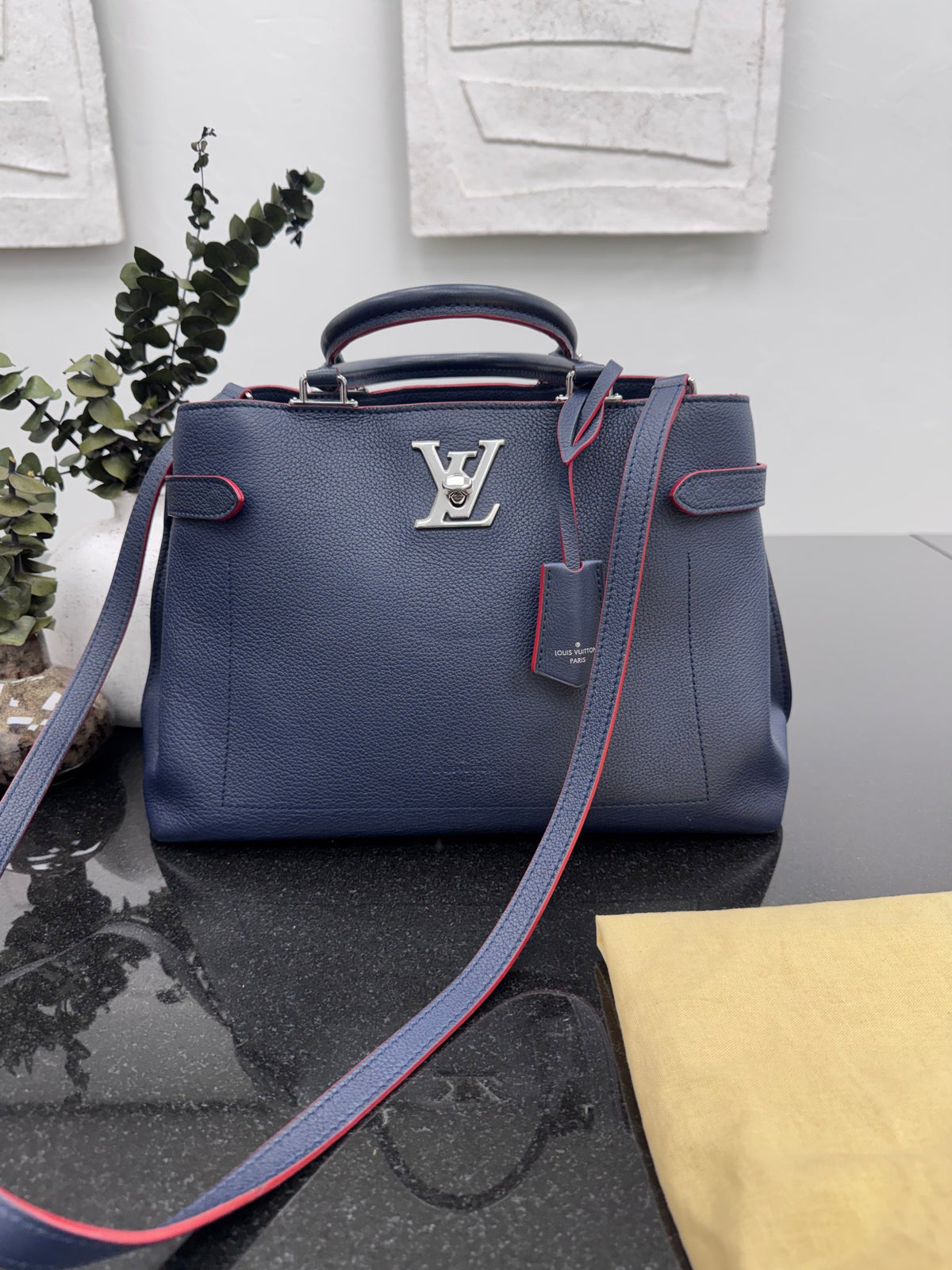 Louis Vuitton Blue Grained Leather Lockme Day Bag