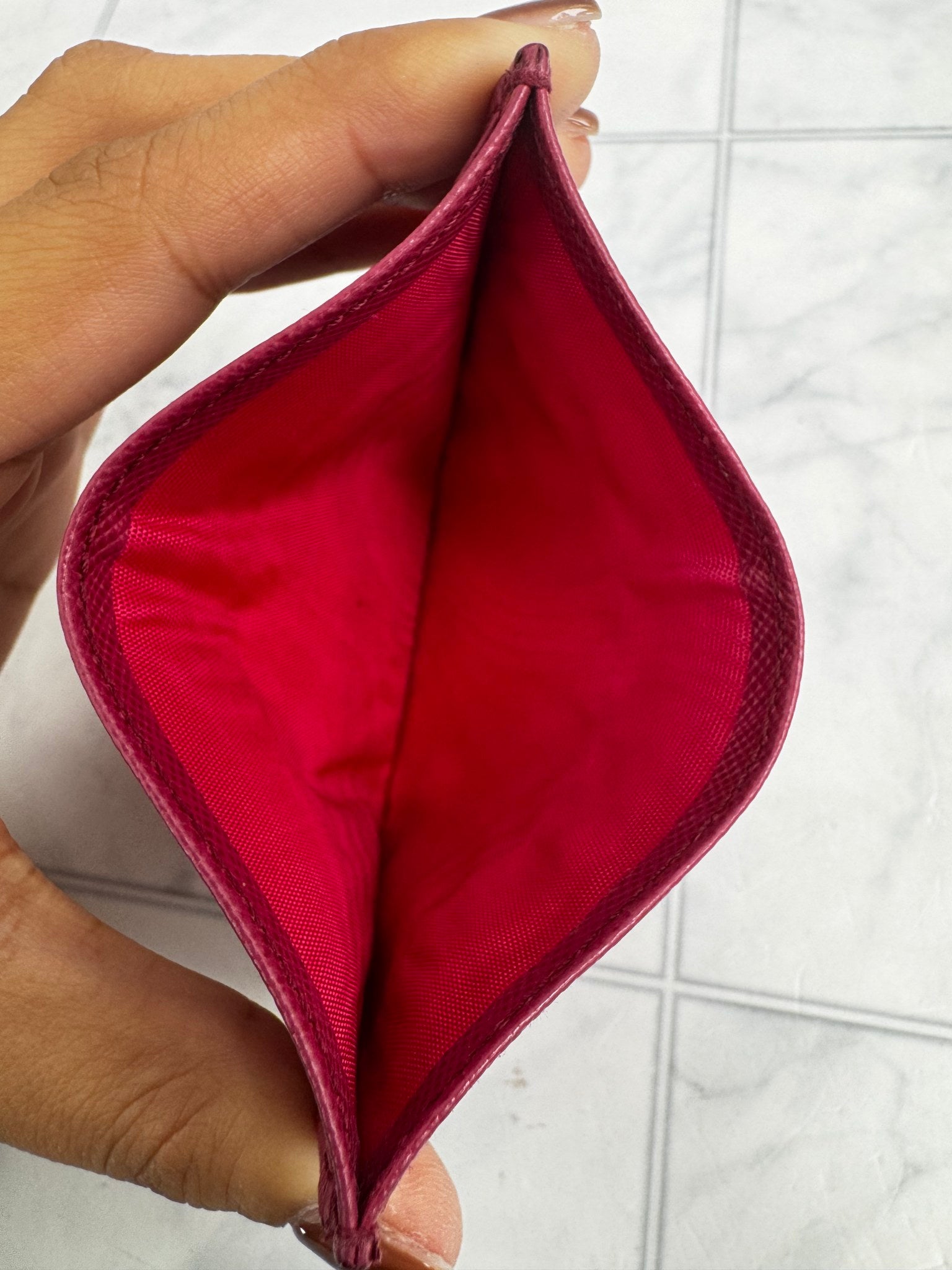 Prada Raspberry Pink Saffiano Leather Card Holder