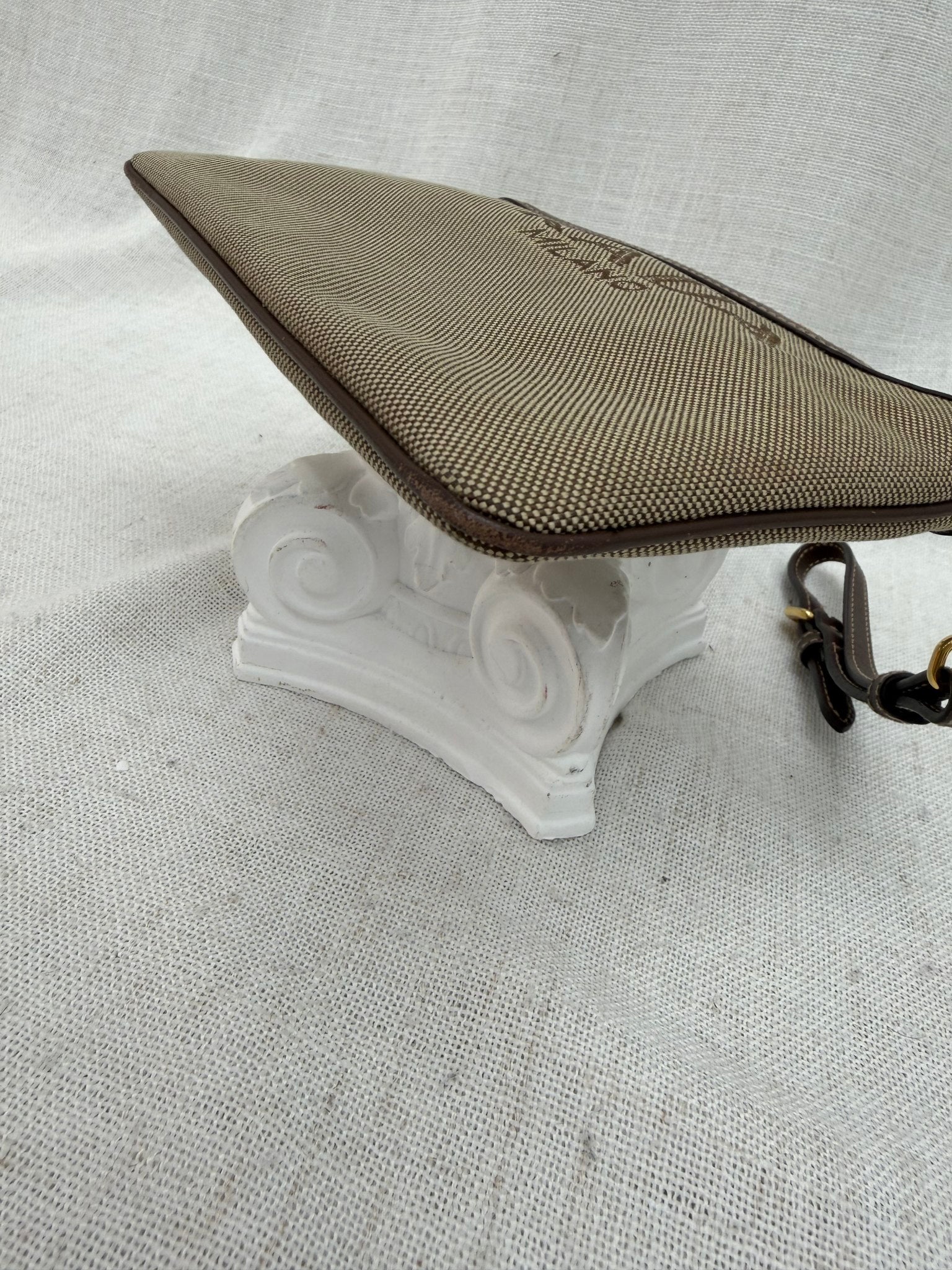 Prada Brown Canvas Canapa Wristlet Pouch