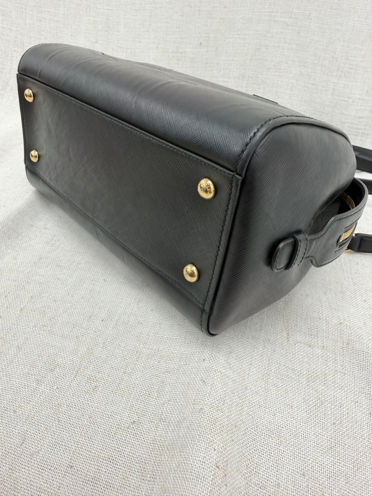 Salvatore Ferragamo Black Leather Boston Bag