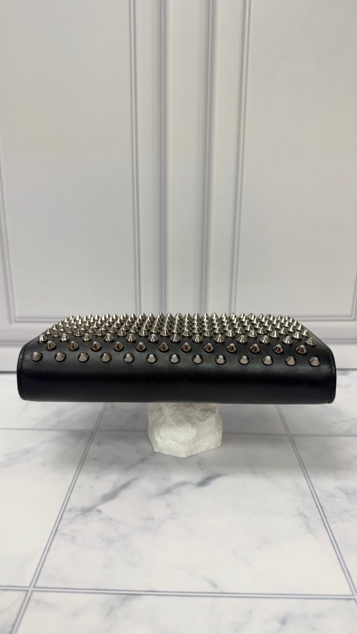 Christian Louboutin Black Leather Studded Wristlet