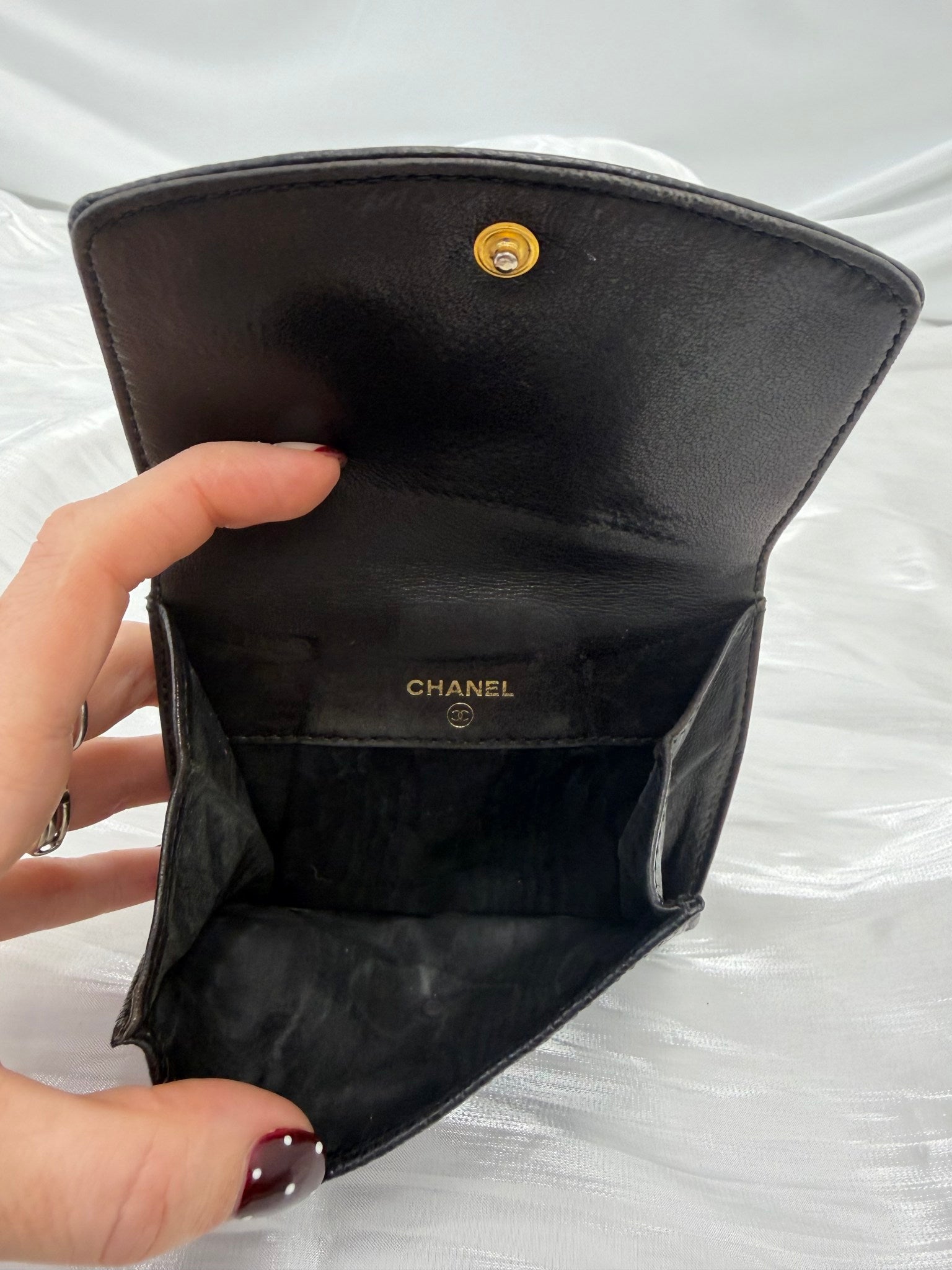 Chanel Black Caviar CC Compact Wallet