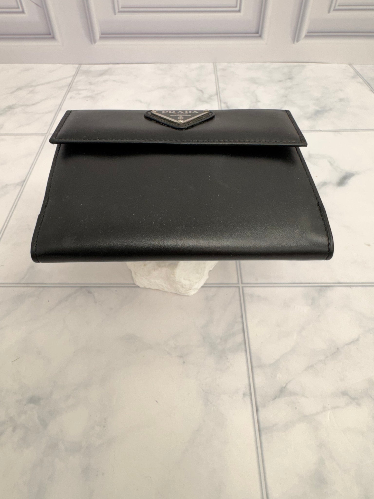 Prada Black Leather Compact Wallet