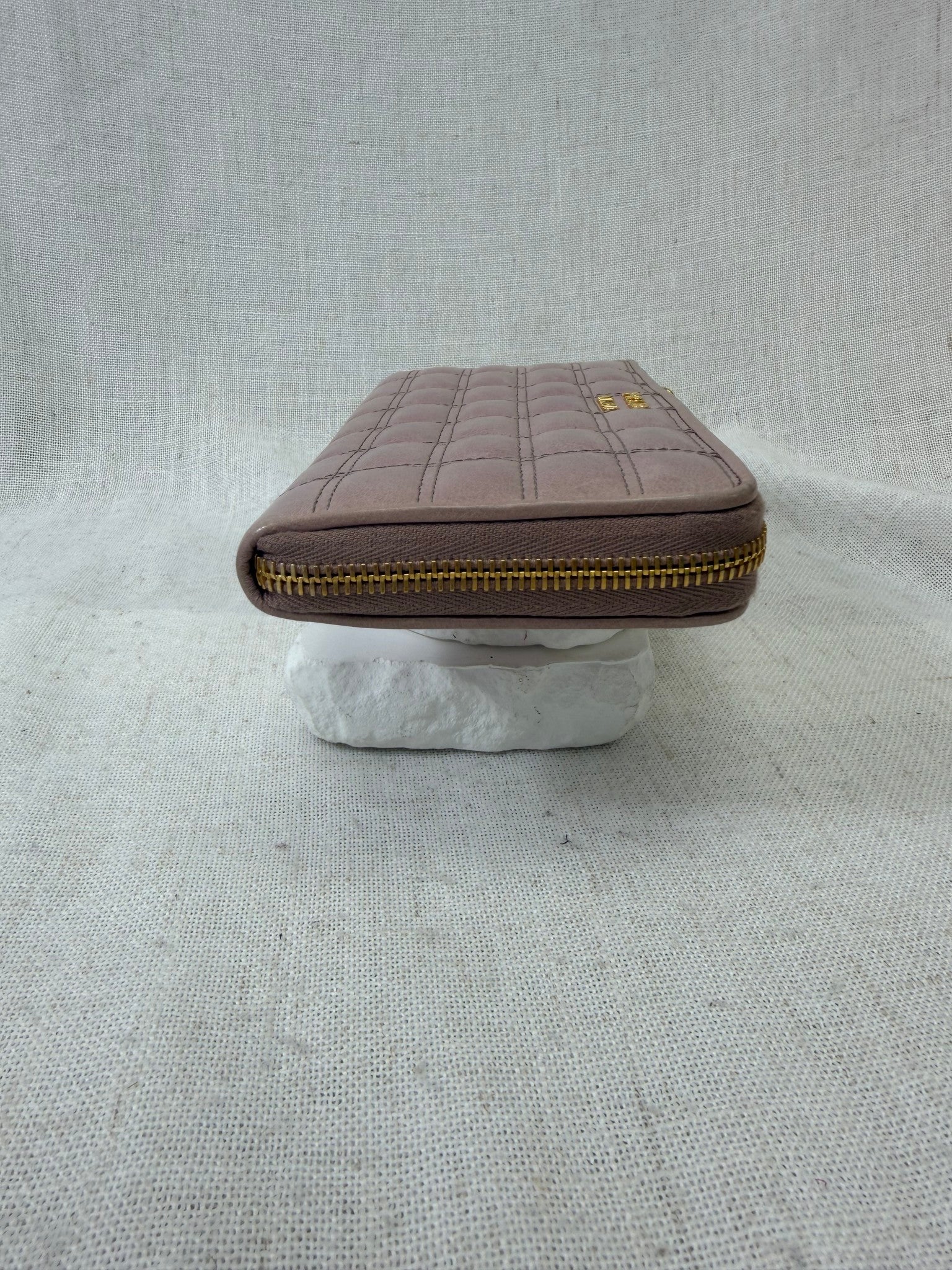 Prada Dusty Rose Quilted Leather Zippy Wallet