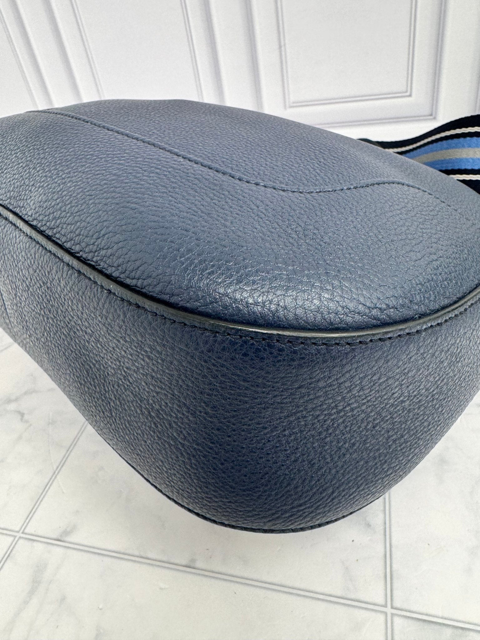 LIKE NEW - Prada Blue Grained Leather Crossbody Bag