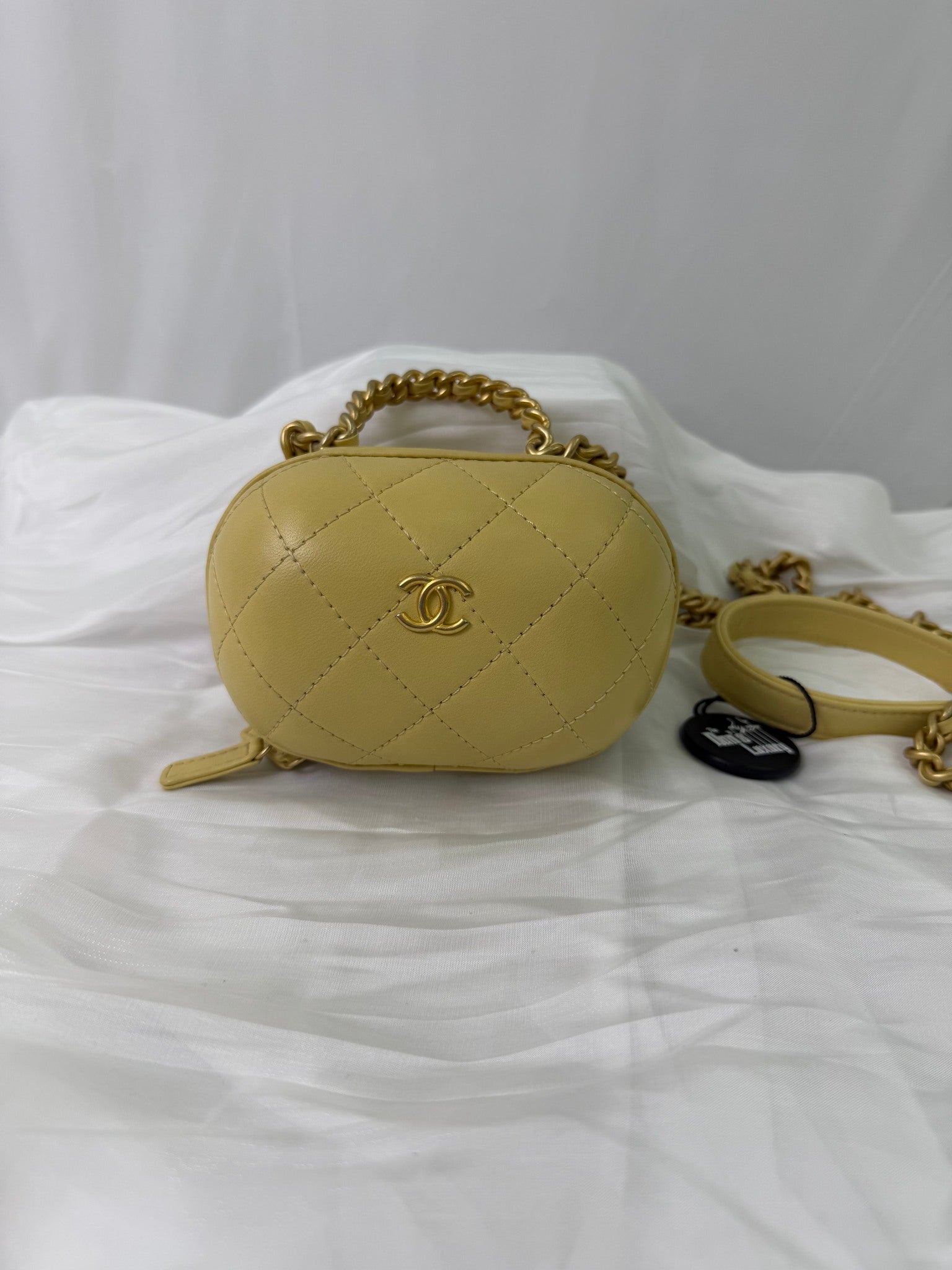 Chanel Light Yellow Calfskin Mini CC Bubble Vanity Case