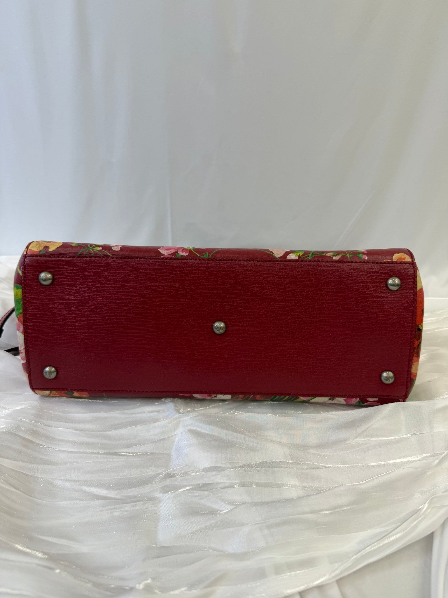 Gucci Red Blooms Bamboo Medium Top Handle