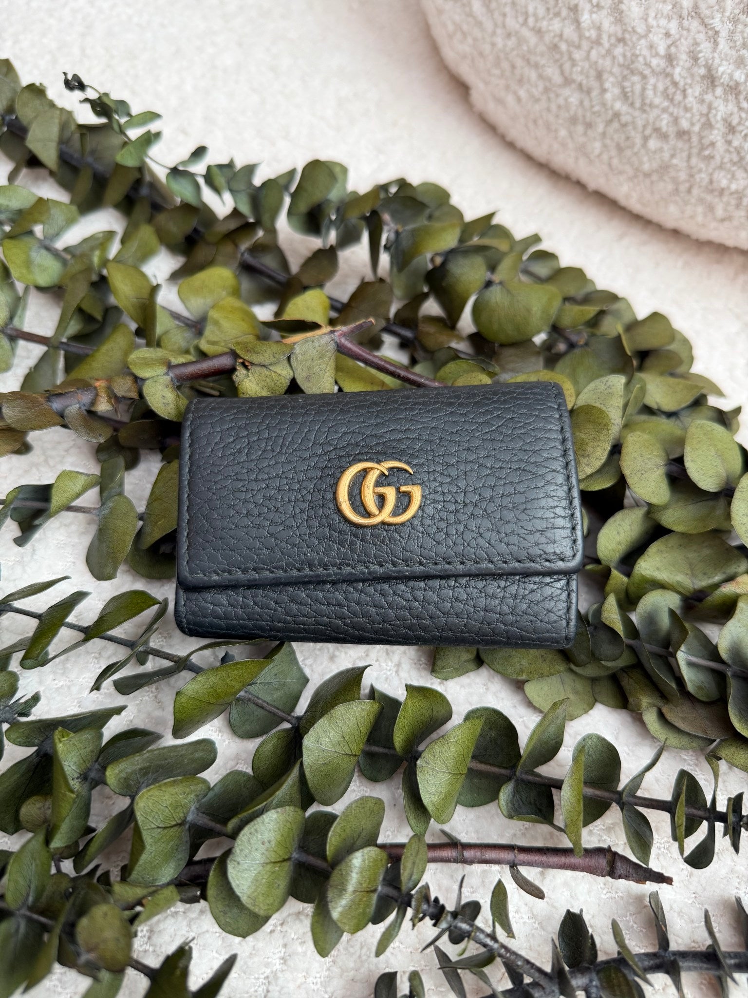 Gucci Black Leather Marmont 6 Ring Key Case