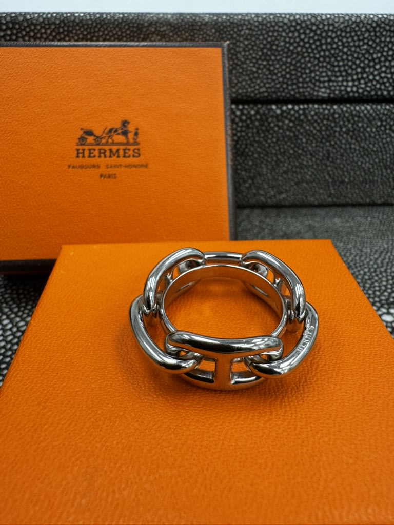 Hermes Silver Tone Regate Scarf Ring