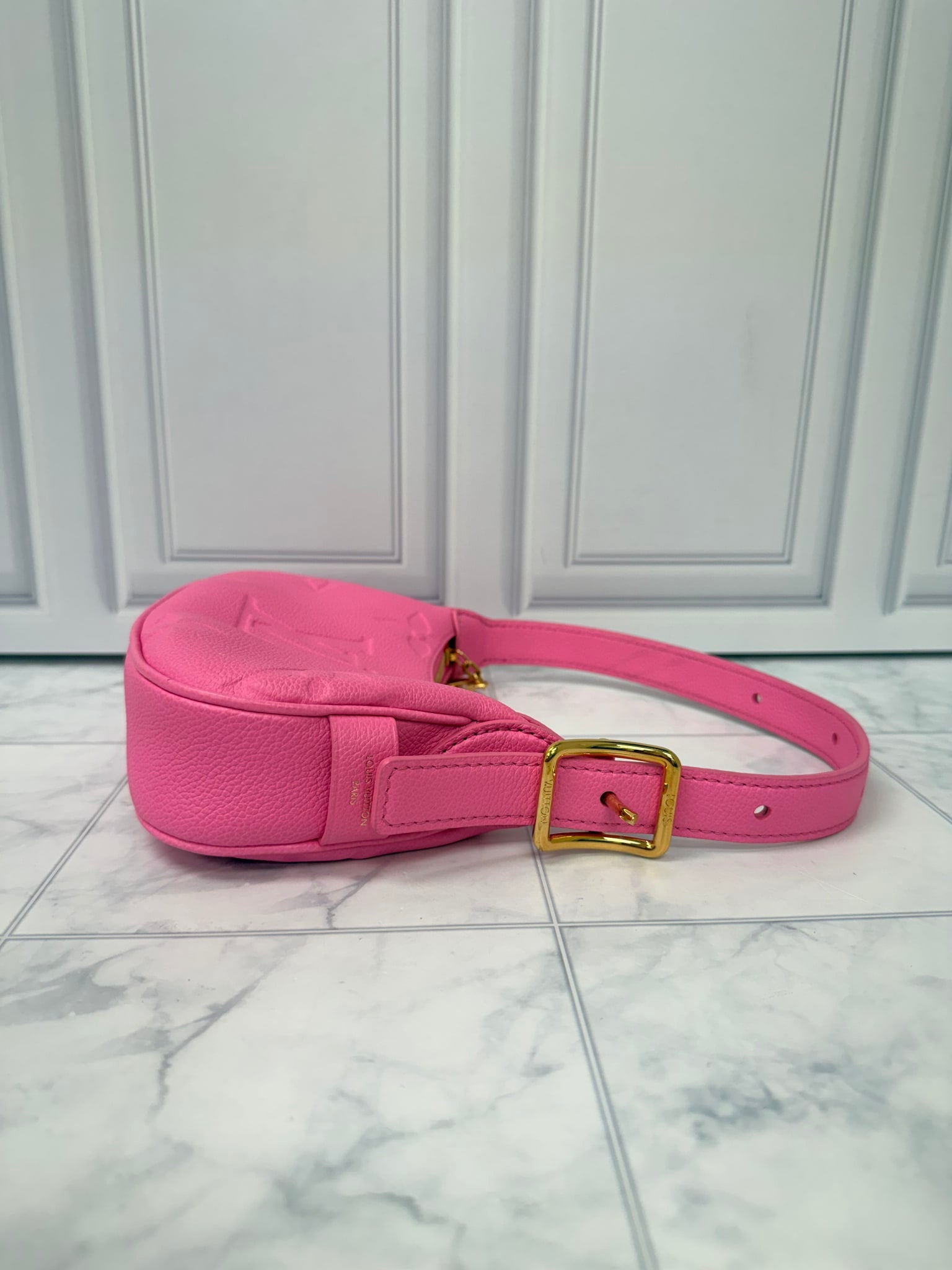 Louis Vuitton Monogram Hot Pink Empreinte Leather Mini Moon Bag