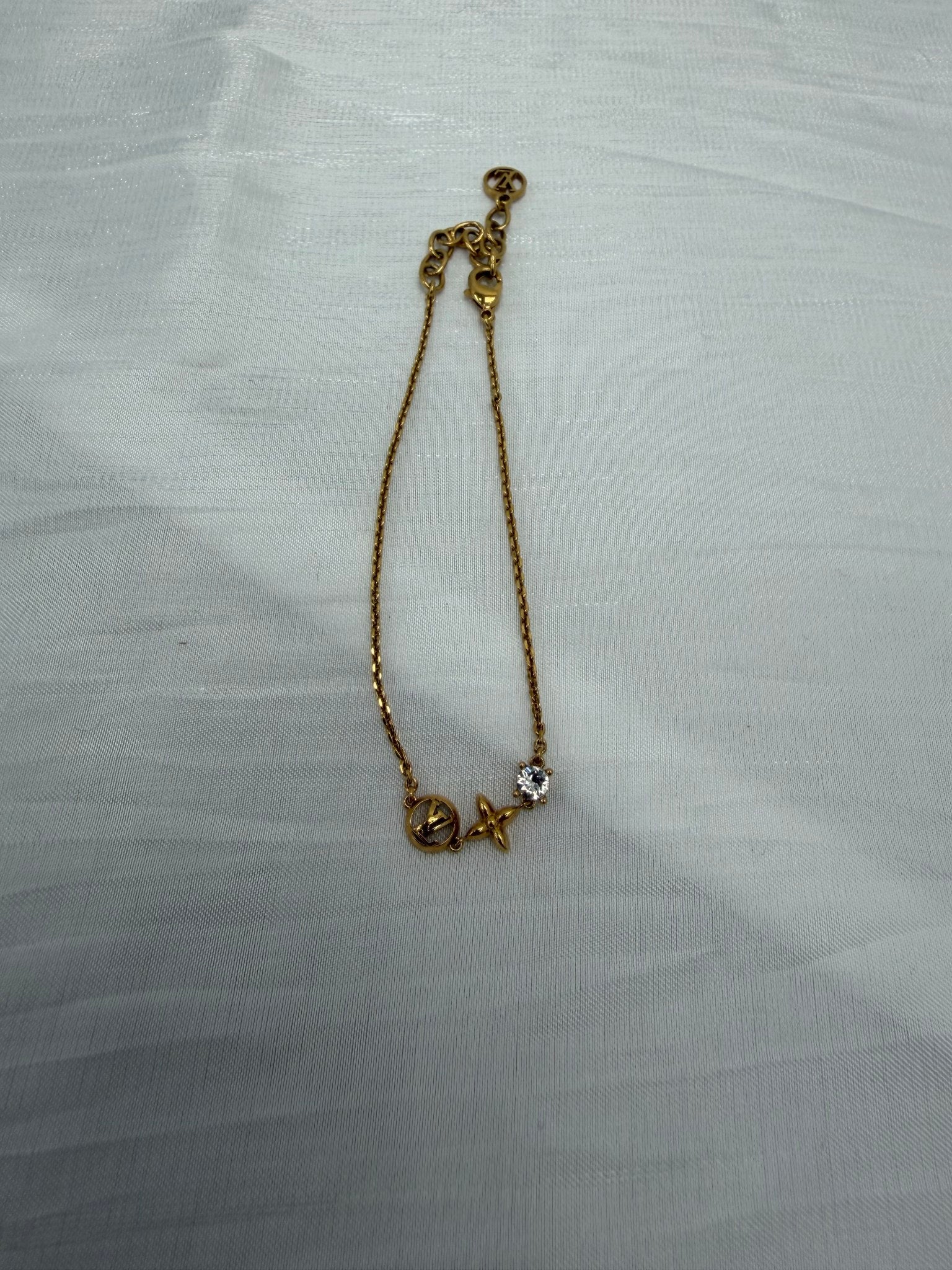 Louis Vuitton Blossom Logo Monogram Gold Tone Bracelet