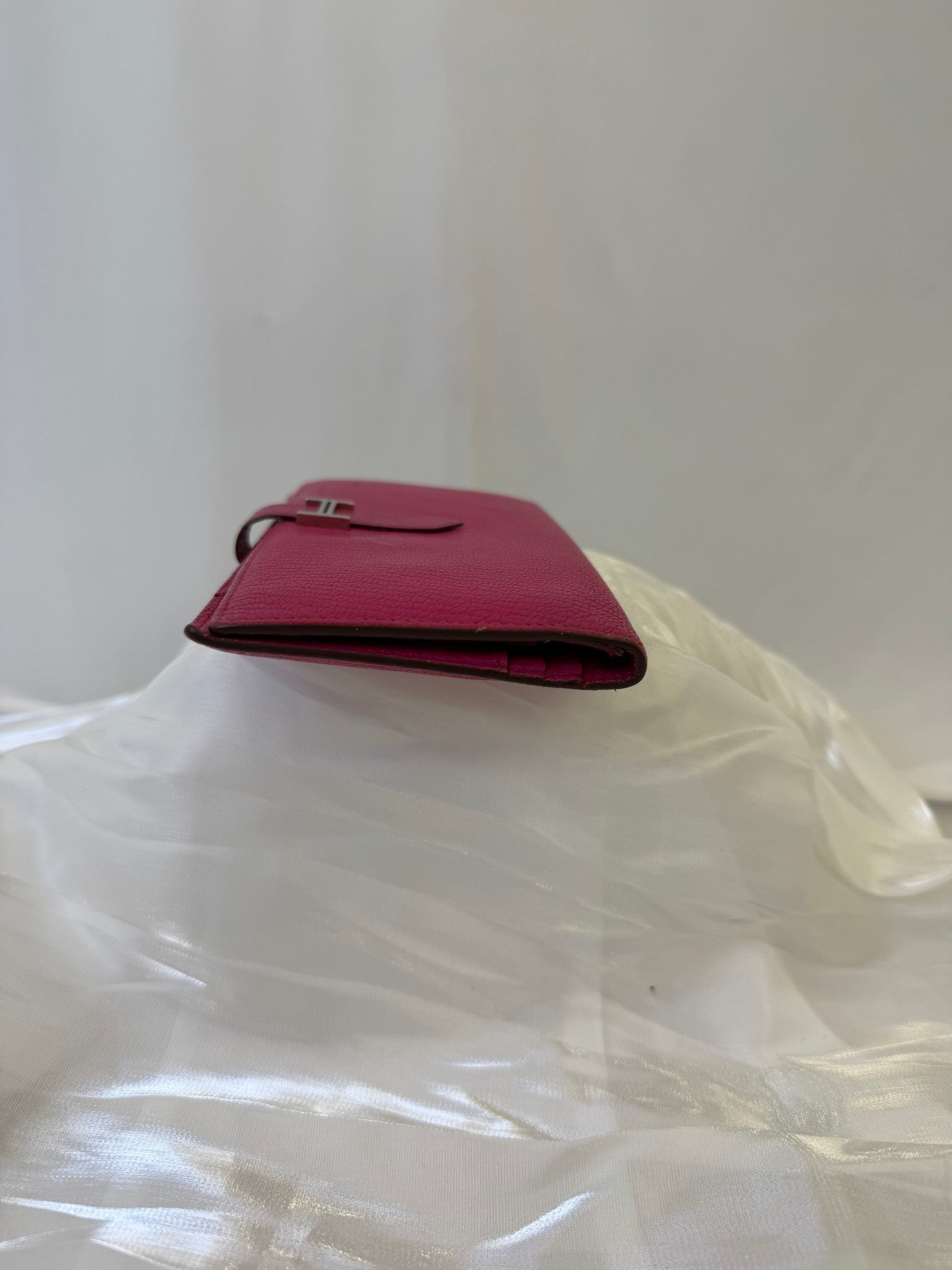Hermes Pink Leather Bearn Wallet