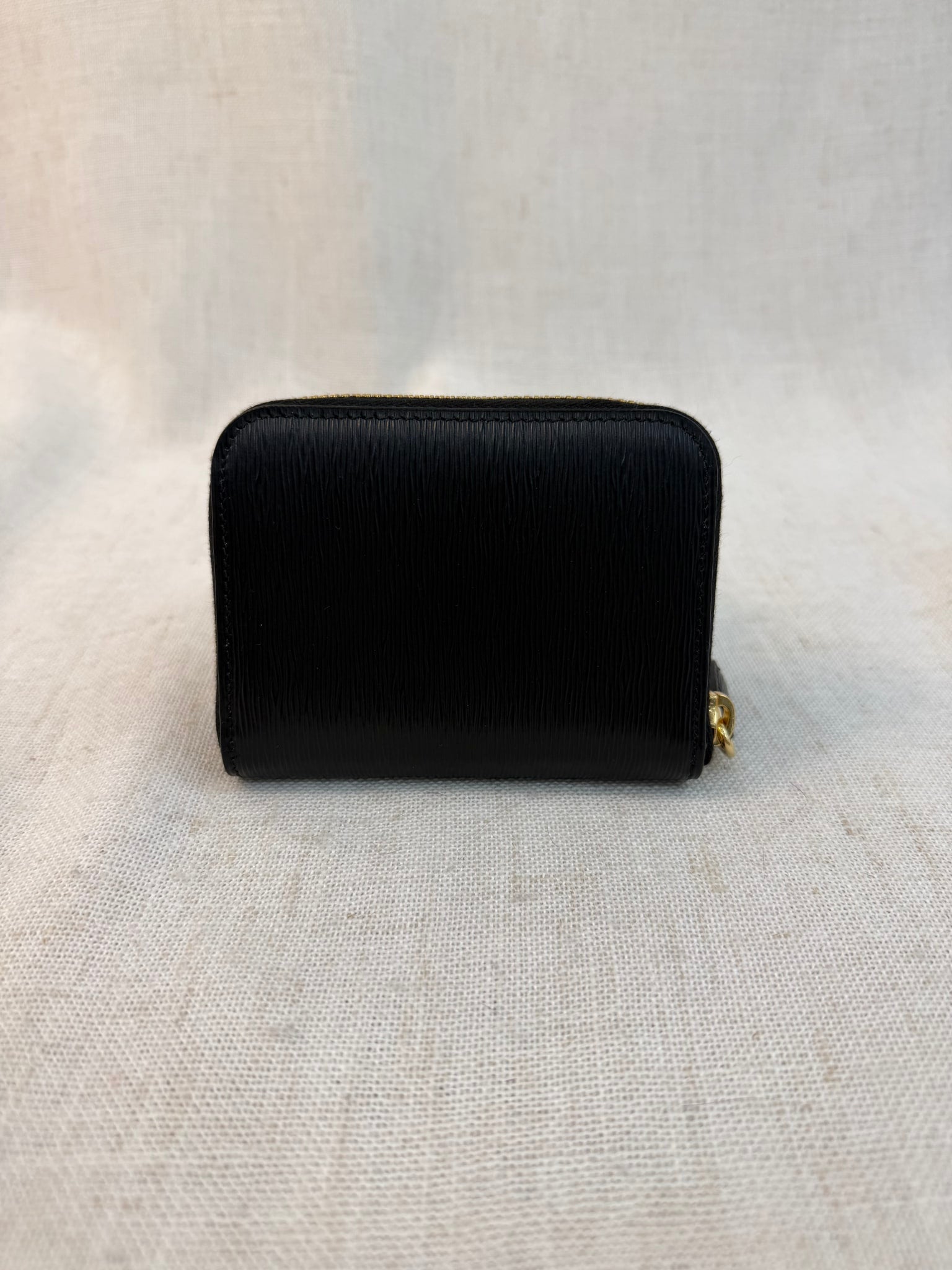 BRAND NEW-Prada Black Leather Vitello Zip Around Coin Case