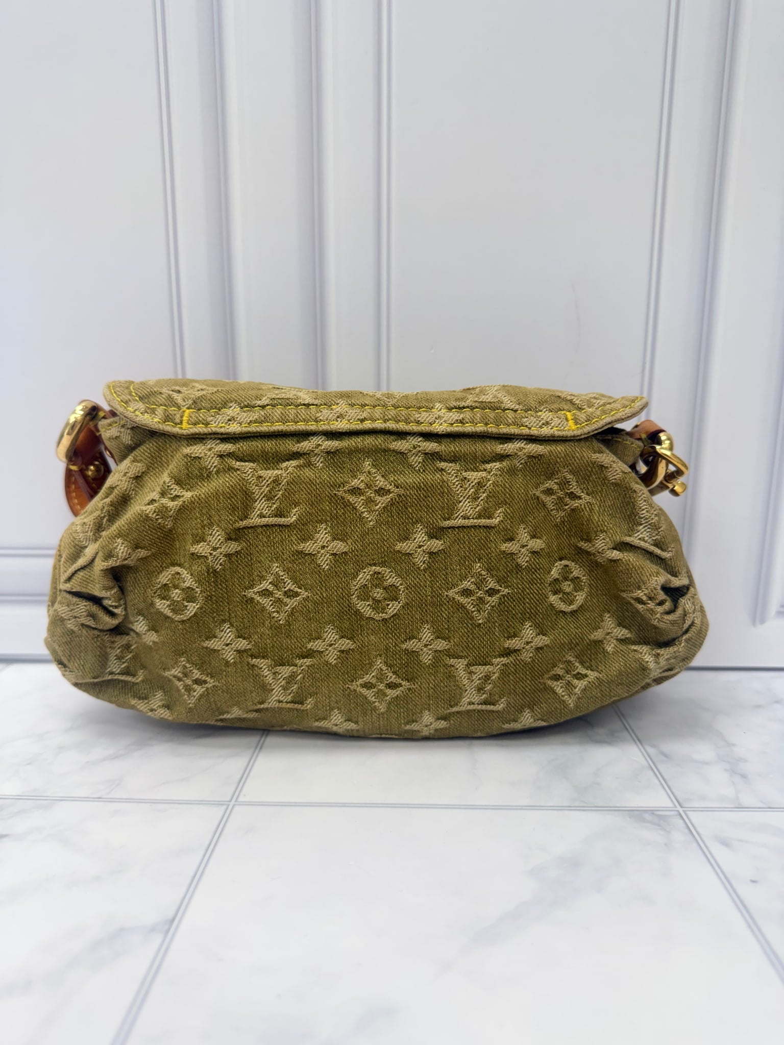 Louis Vuitton Green Denim Monogram Mini Pleaty Shoulder Bag
