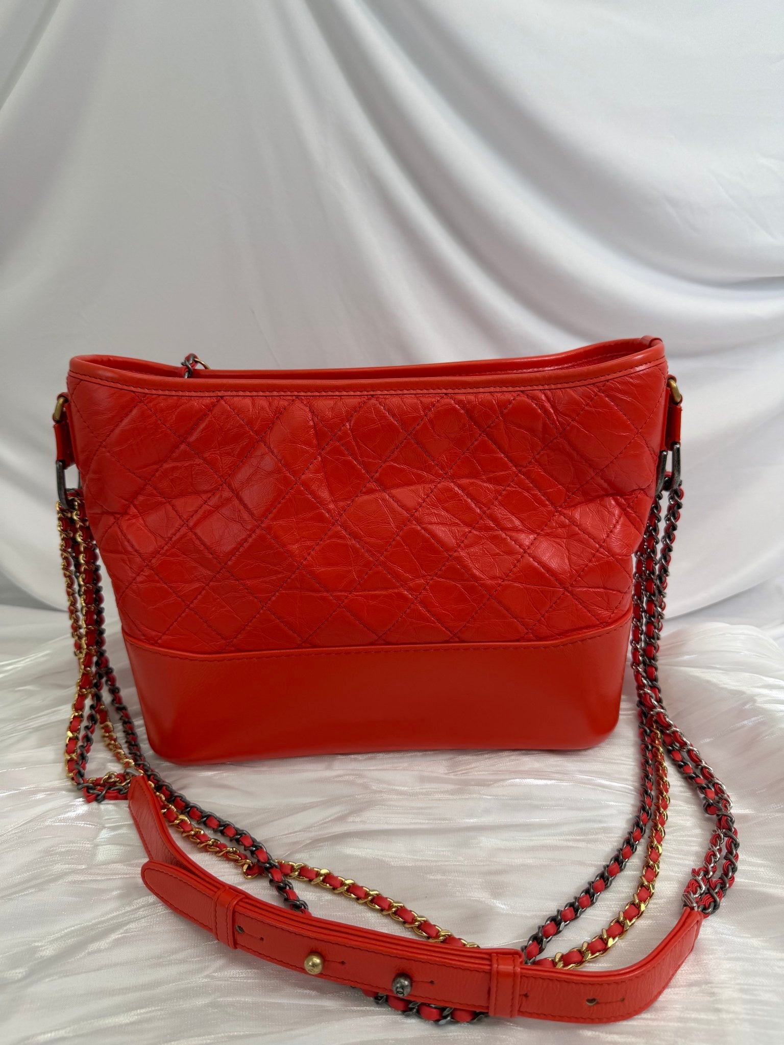 Chanel Orange Quilted Calfskin Gabrielle Medium Crossbody Bag