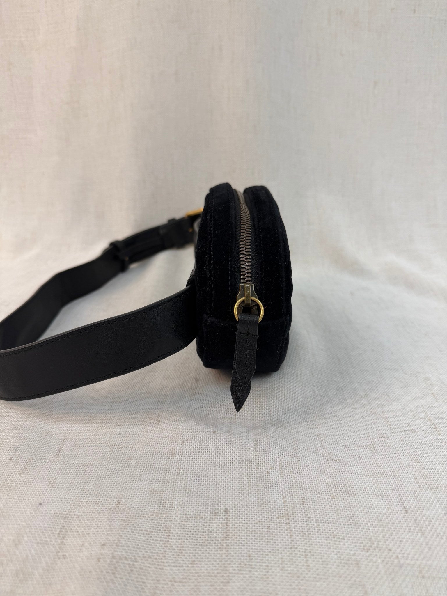 Gucci Black Velvet Marmont Belt Bag