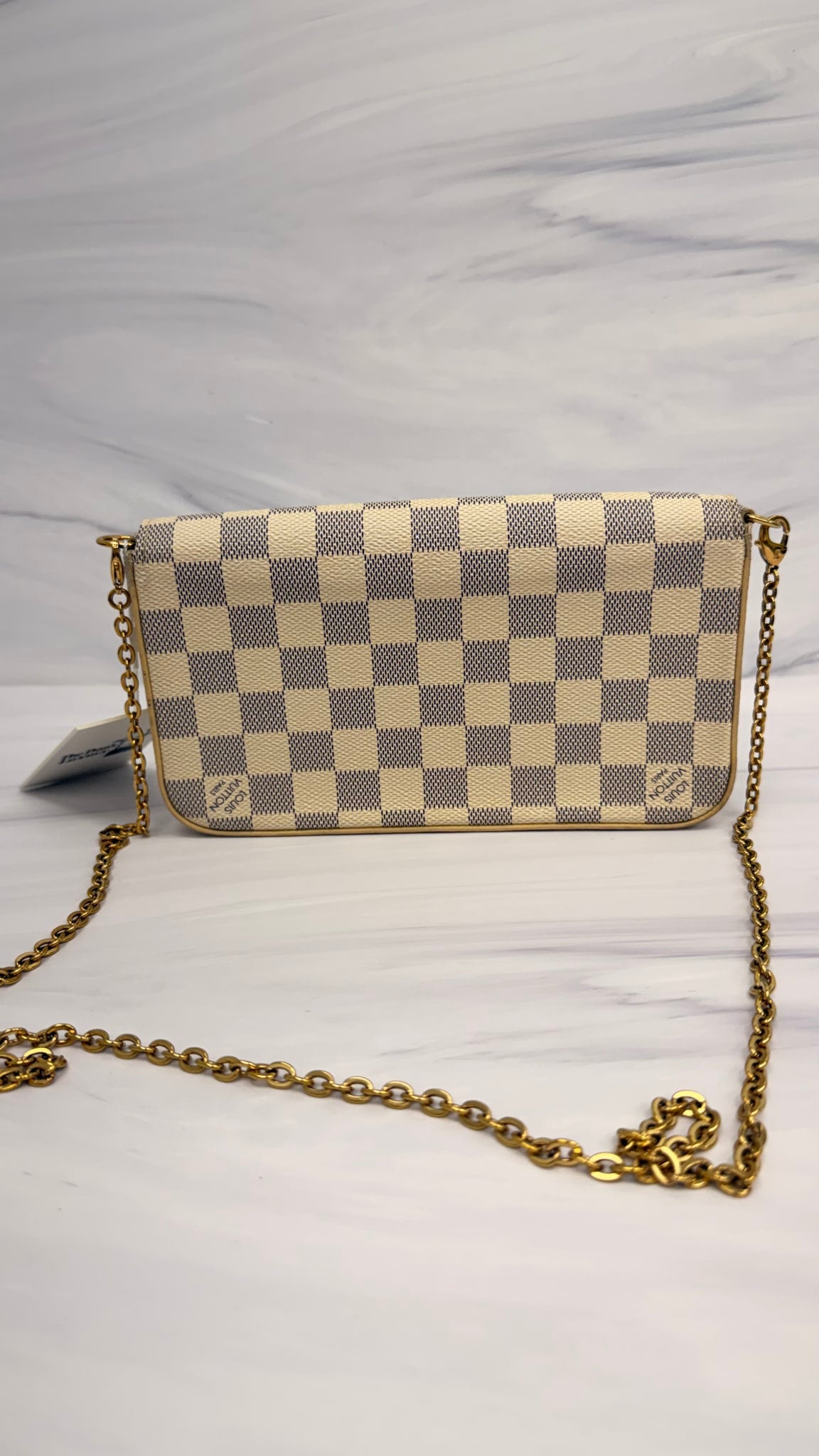 Louis Vuitton Damier Azur Pochette Felicie Chain Crossbody Bag