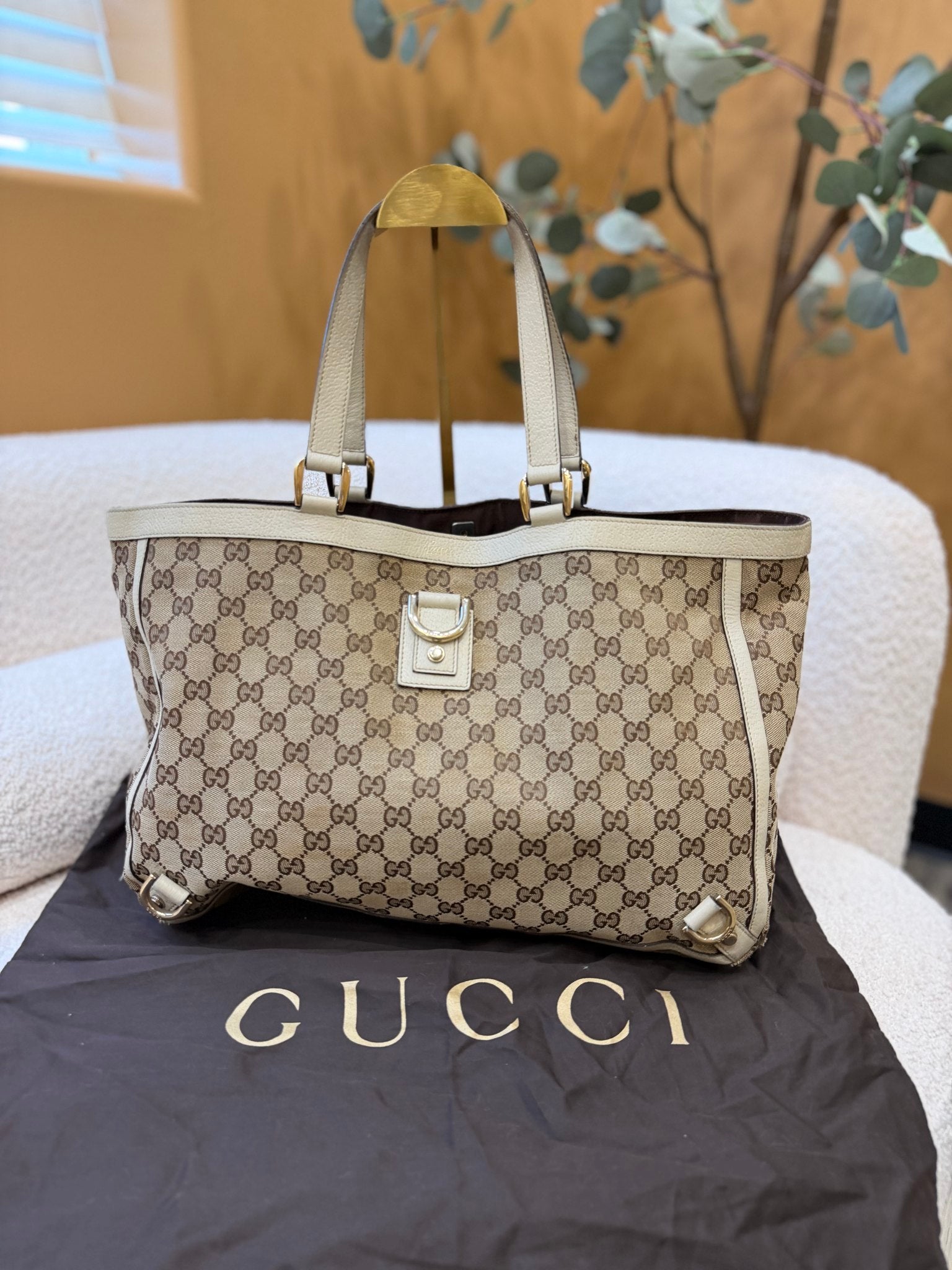 Gucci Tan GG Canvas Abby Tote Bag