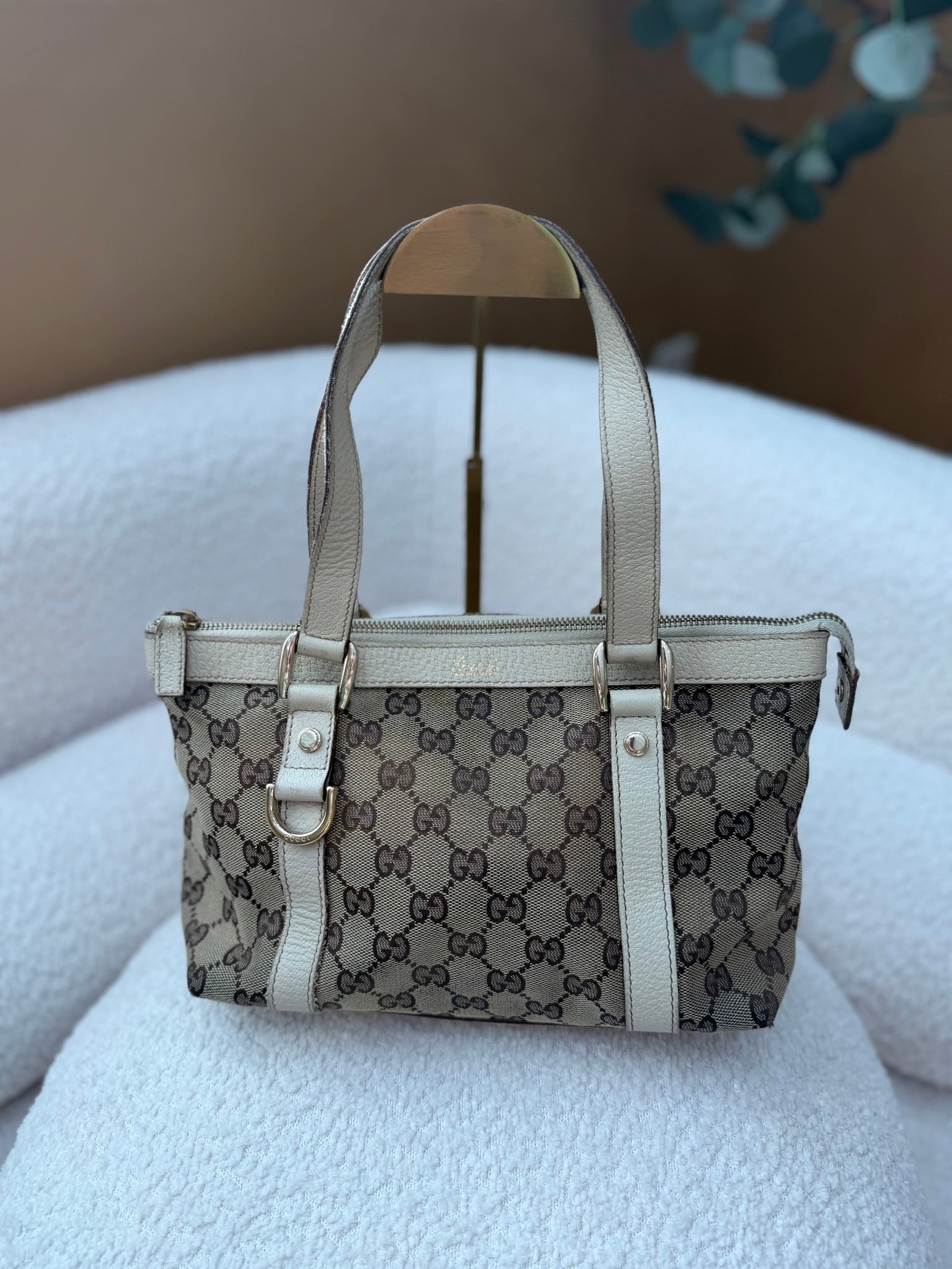 Gucci Beige GG Canvas & Leather Small Abby Tote