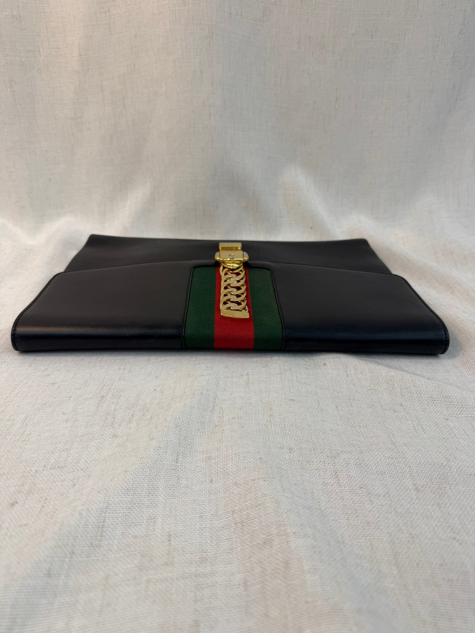 Gucci Black Leather Sylvie Clutch