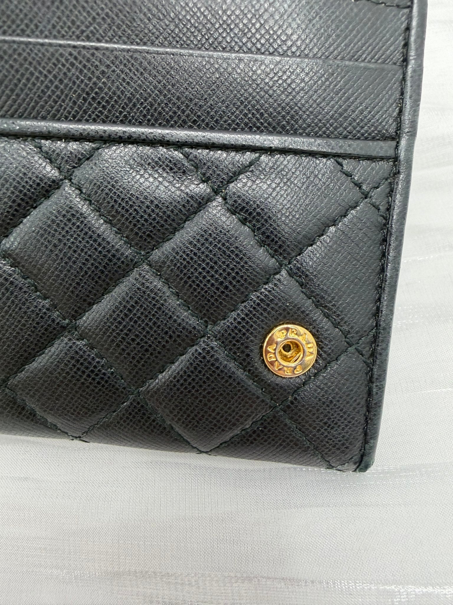 Prada Black Quilted Leather Long Wallet