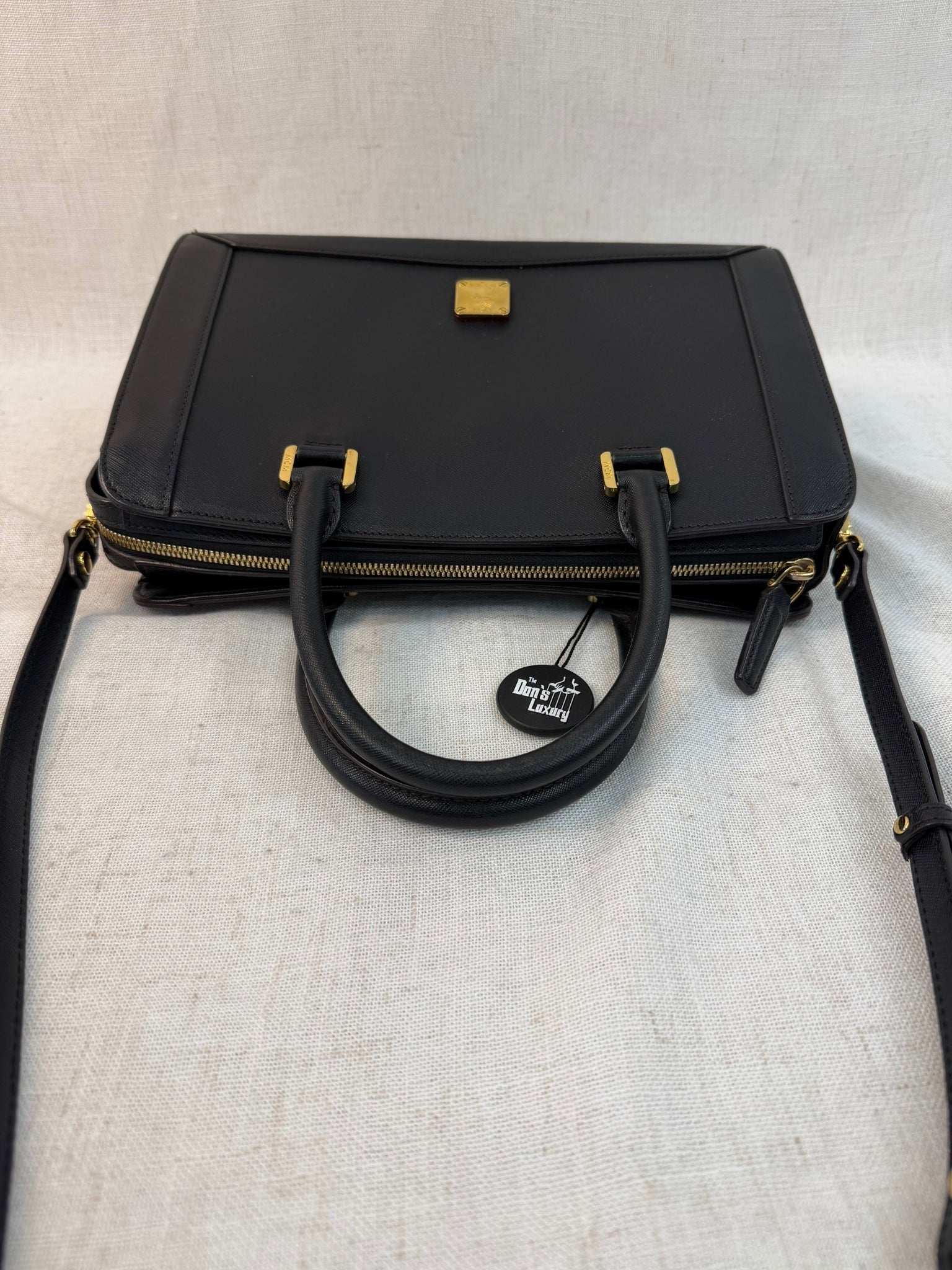MCM Black Leather Nuovo Two Way Bag