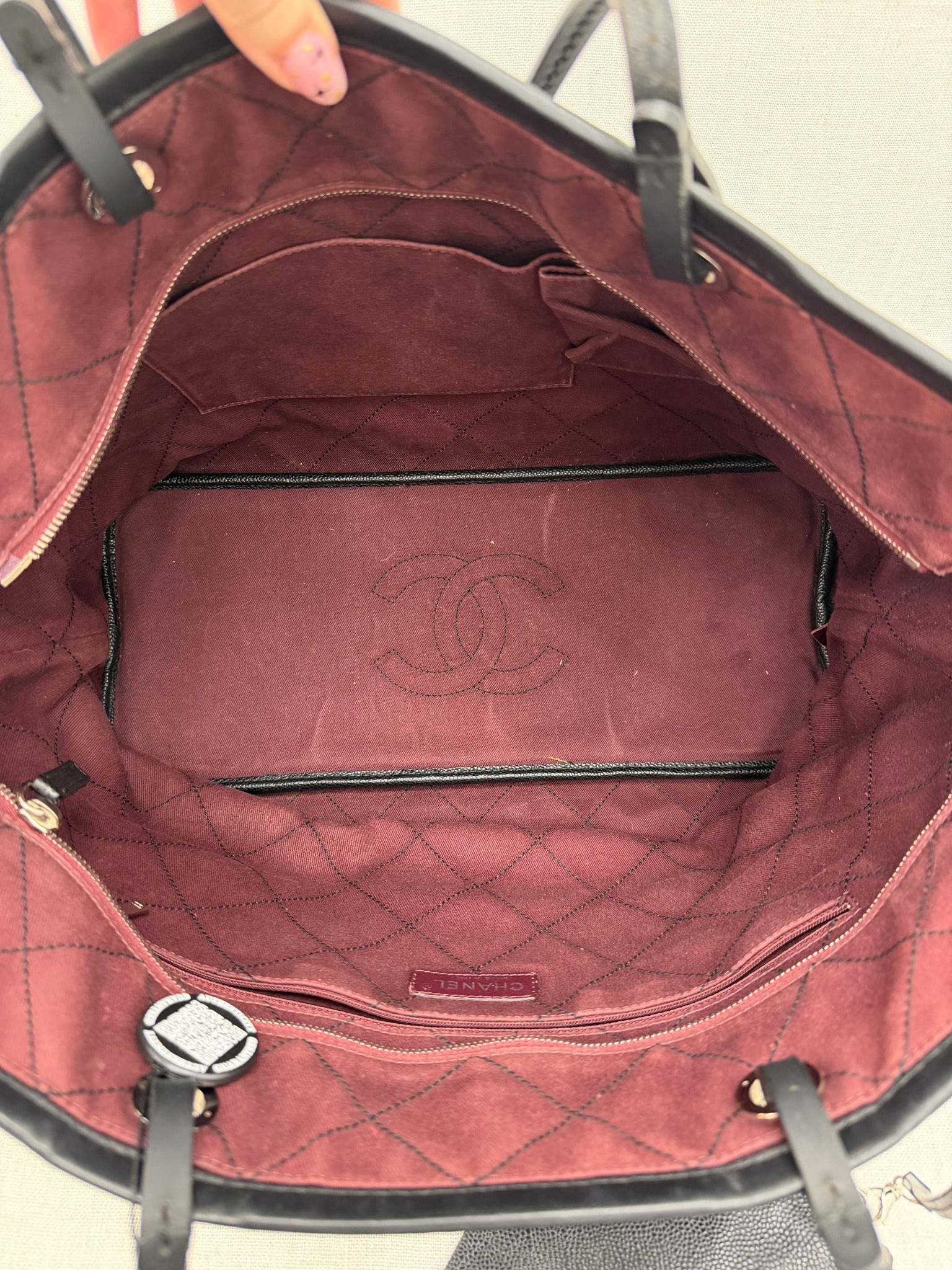 Chanel Black Quilted Caviar Large Fever Tote