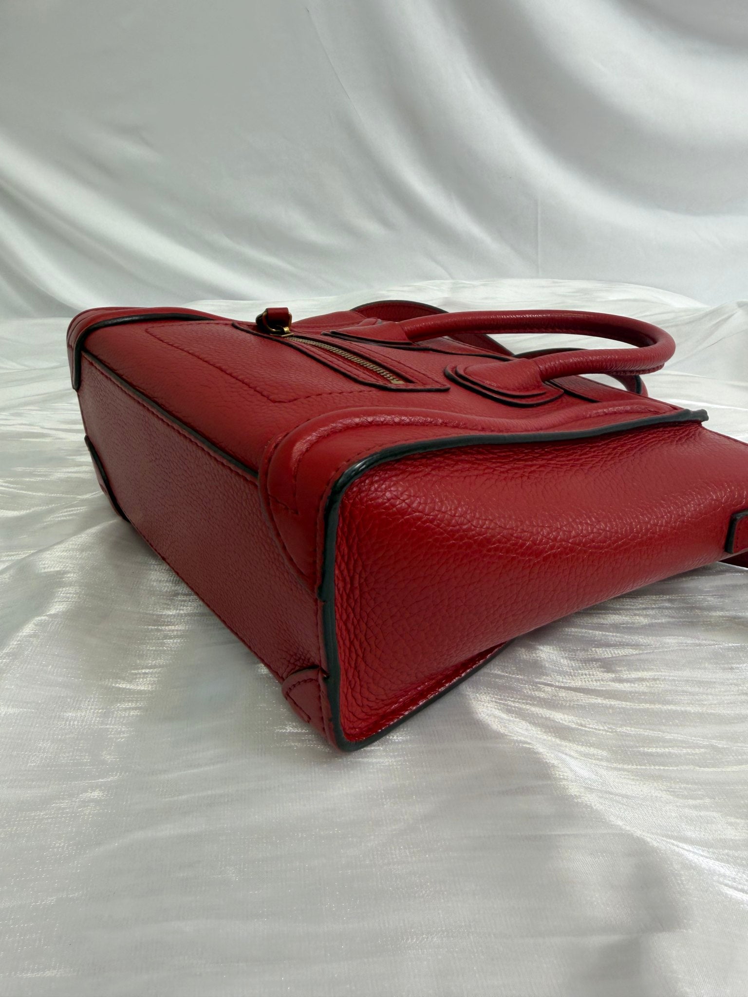 Celine Red Leather Nano Luggage Tote