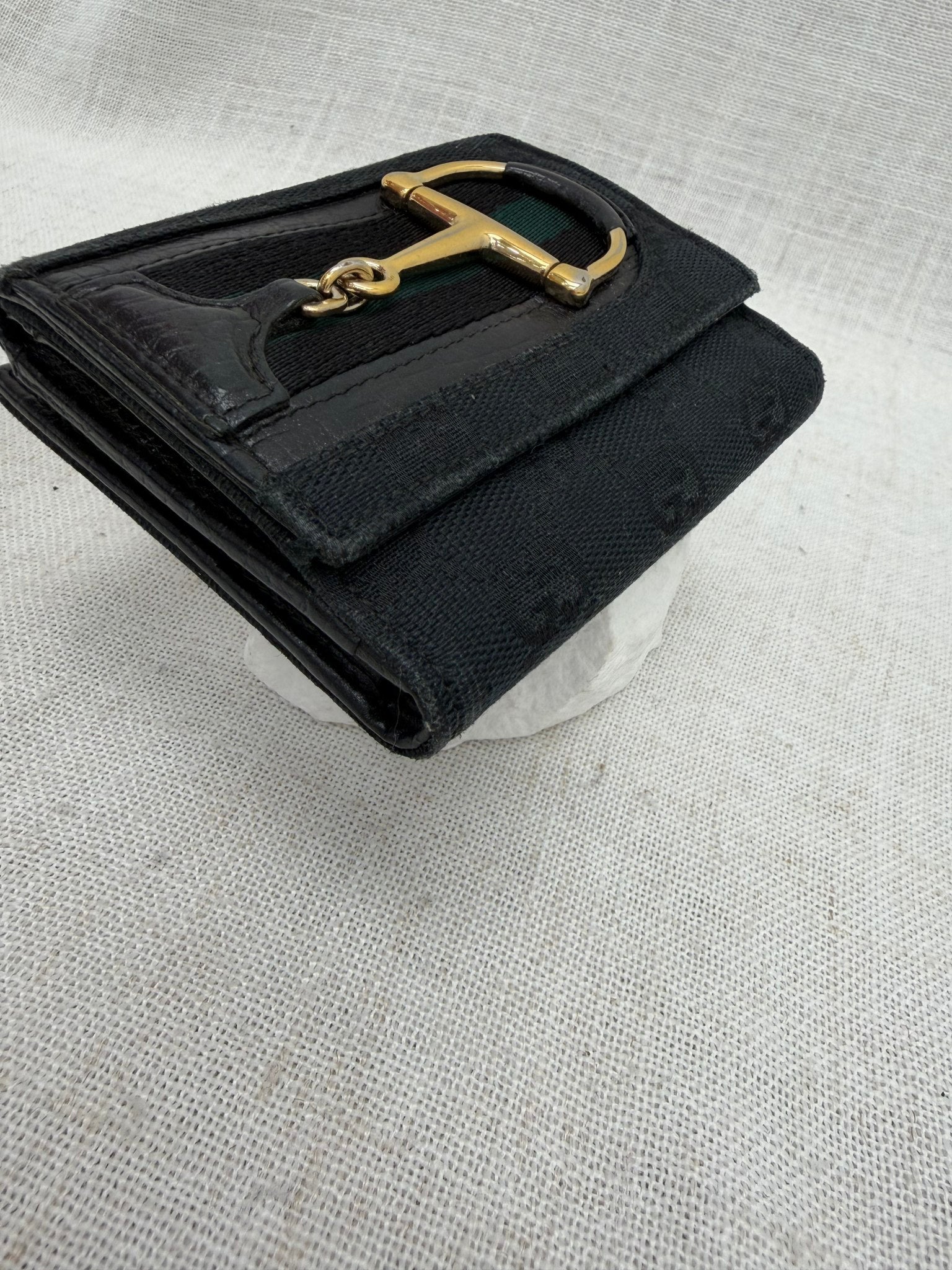 Gucci Black Canvas 1955 Horsebit Compact Wallet