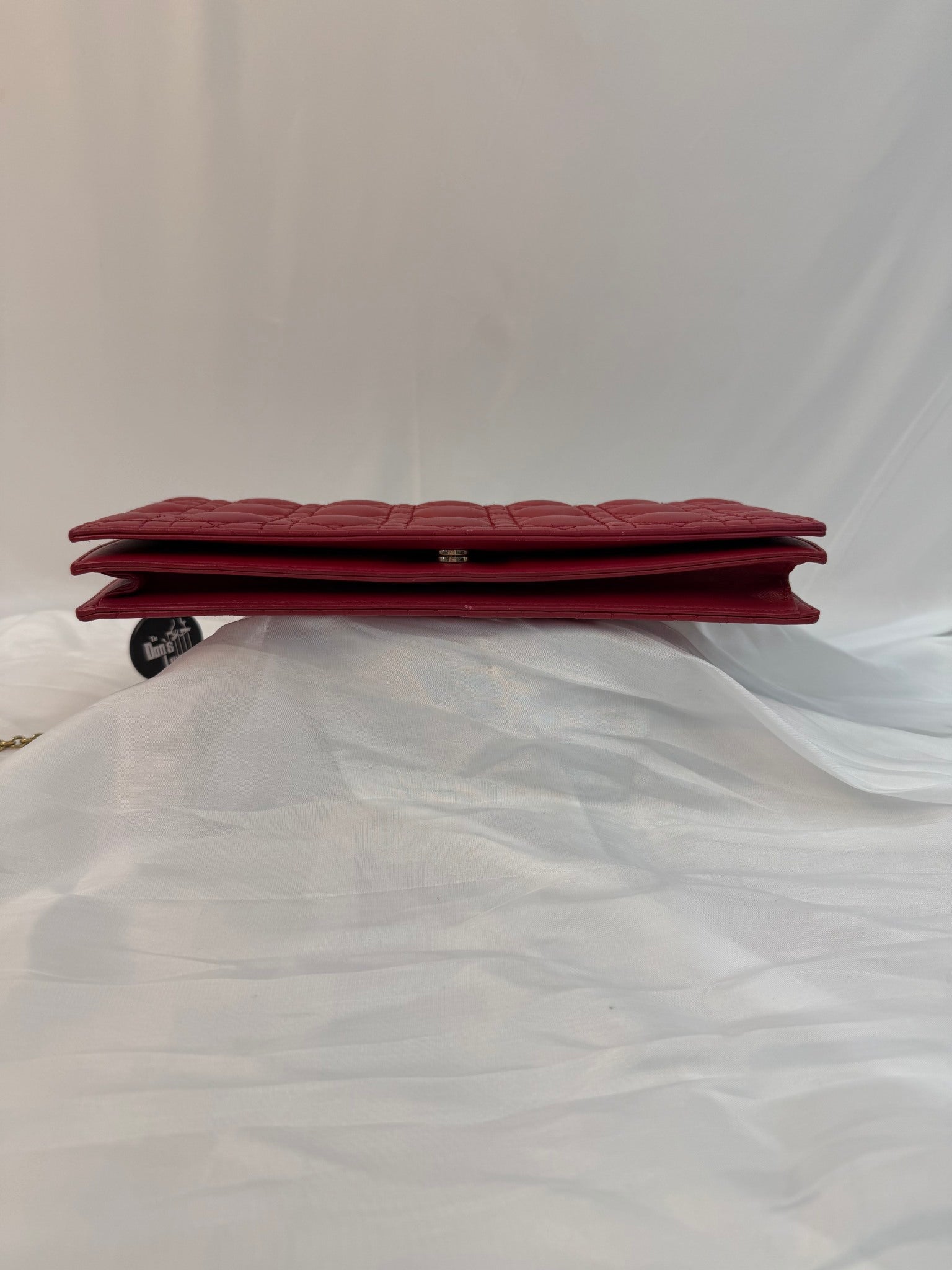 Christian Dior Red Leather Voyageur Wallet On Chain