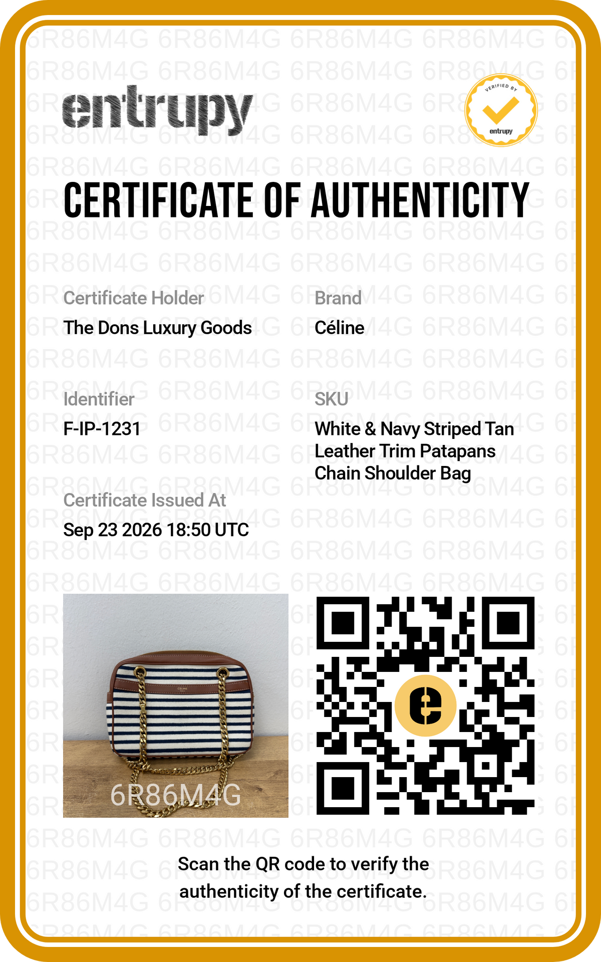 Entrupy certificate