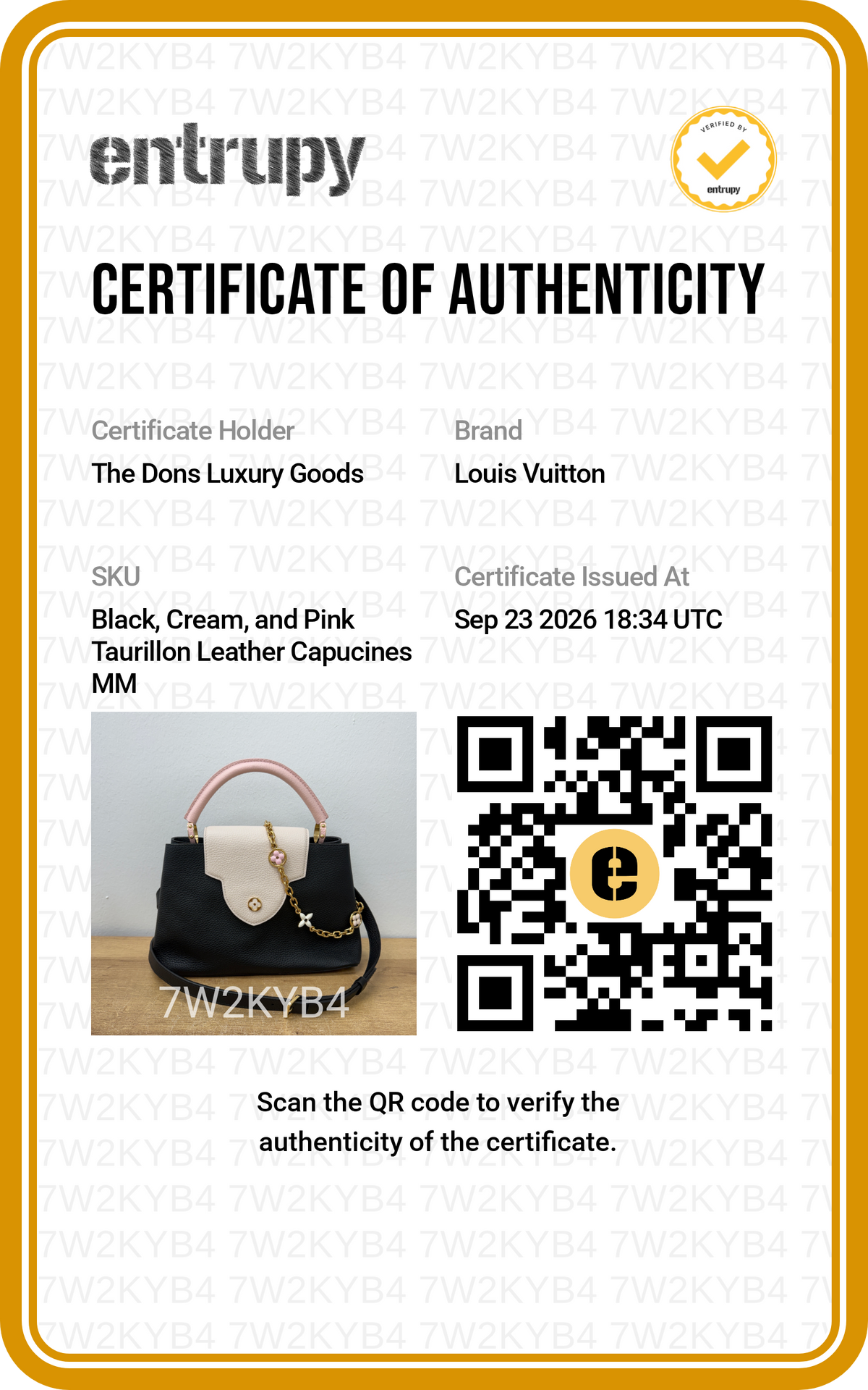 Entrupy certificate
