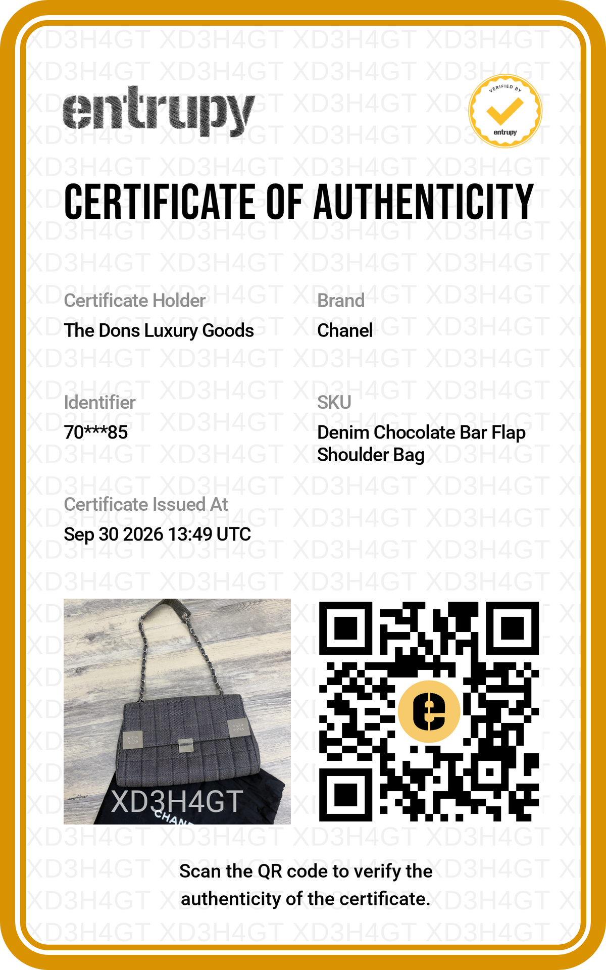 Entrupy certificate