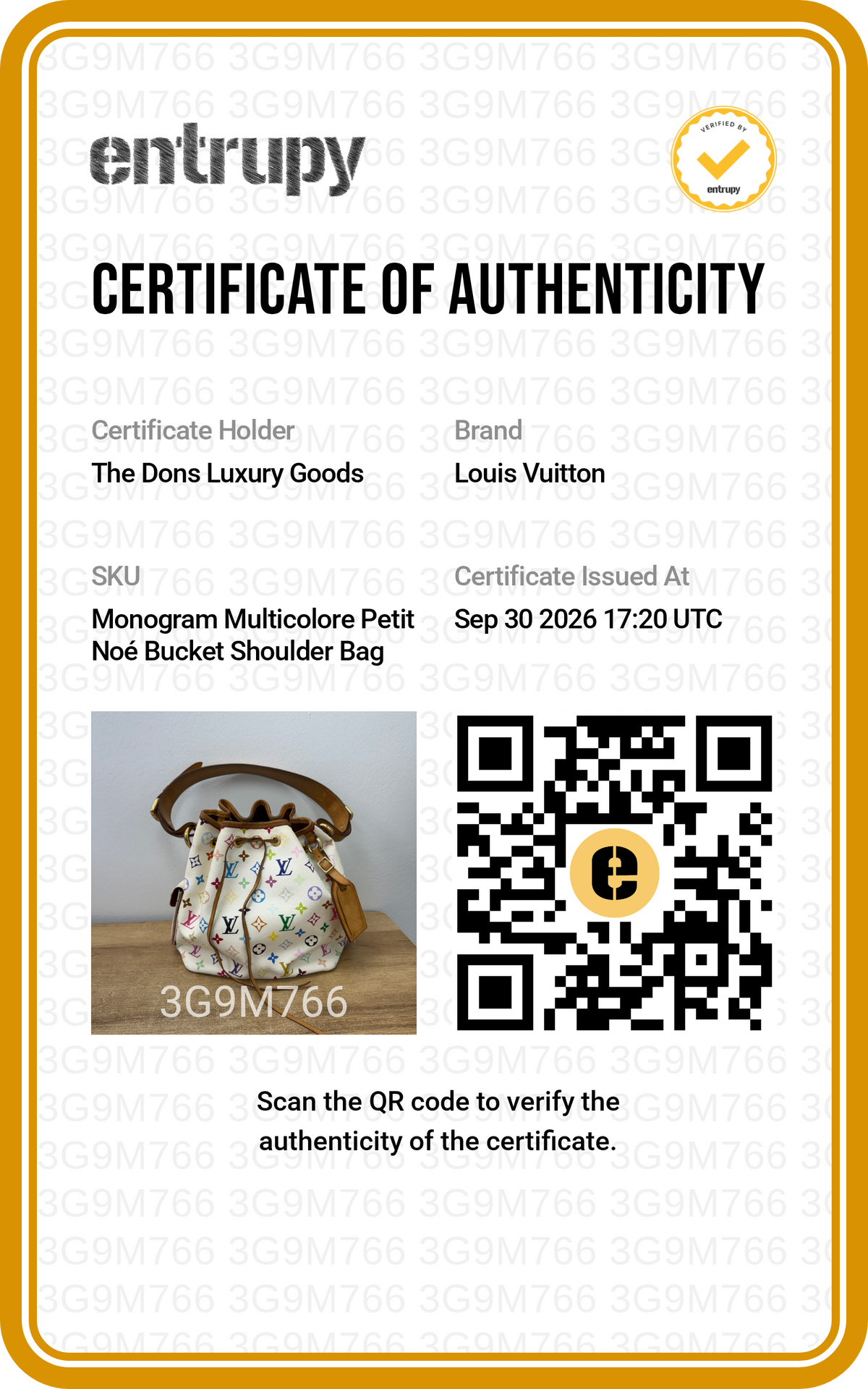 Entrupy certificate