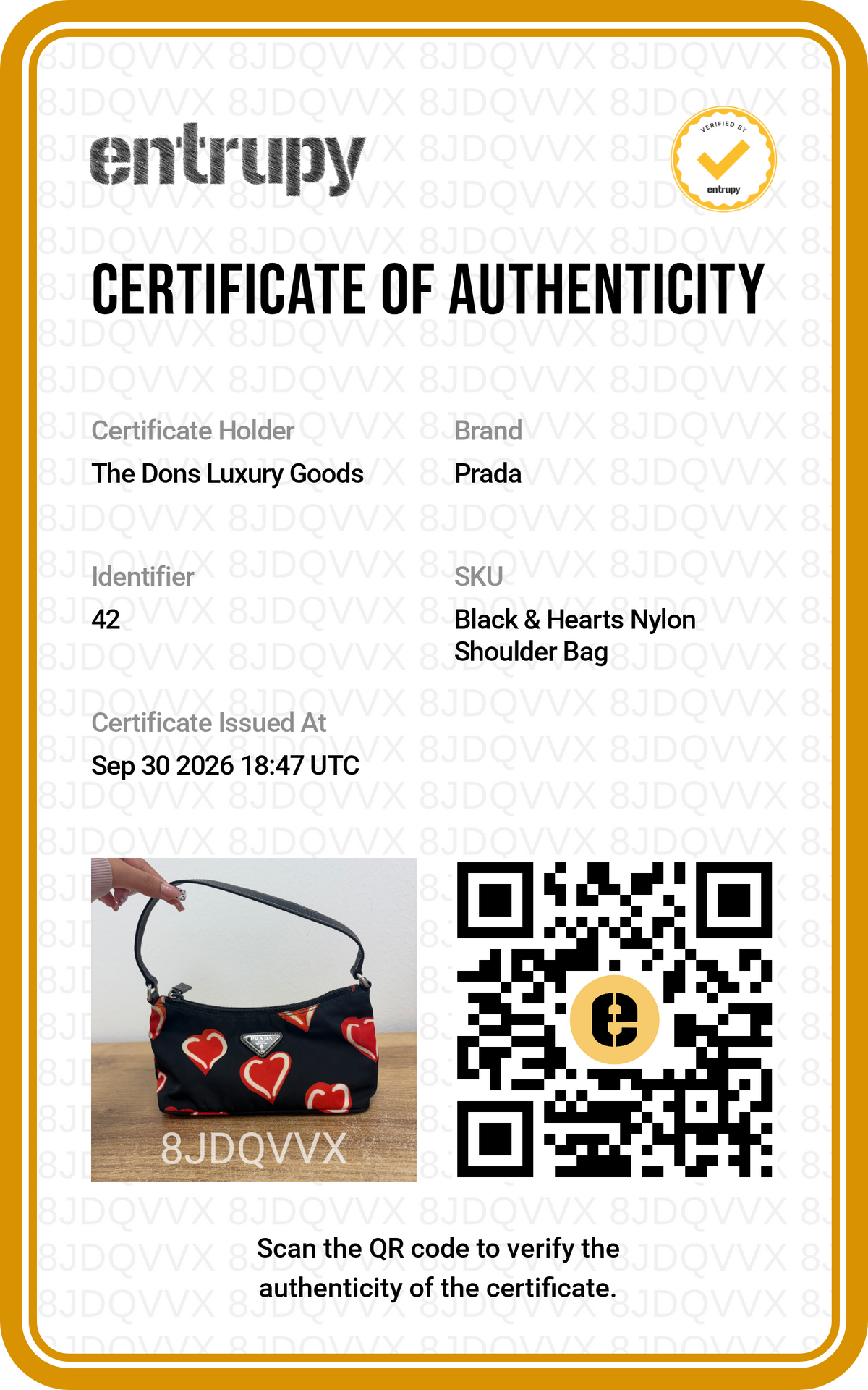 Entrupy certificate