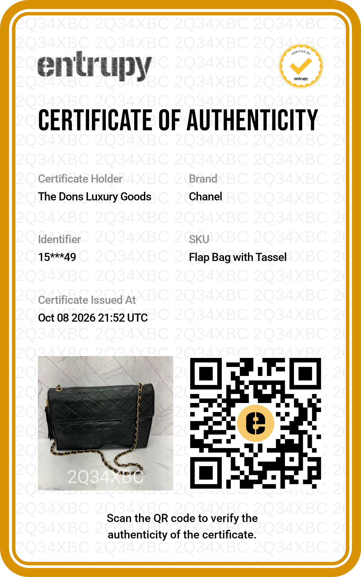 Entrupy certificate