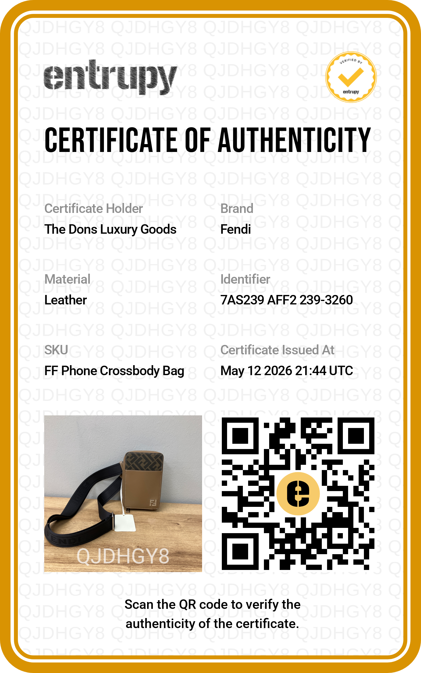 Entrupy certificate