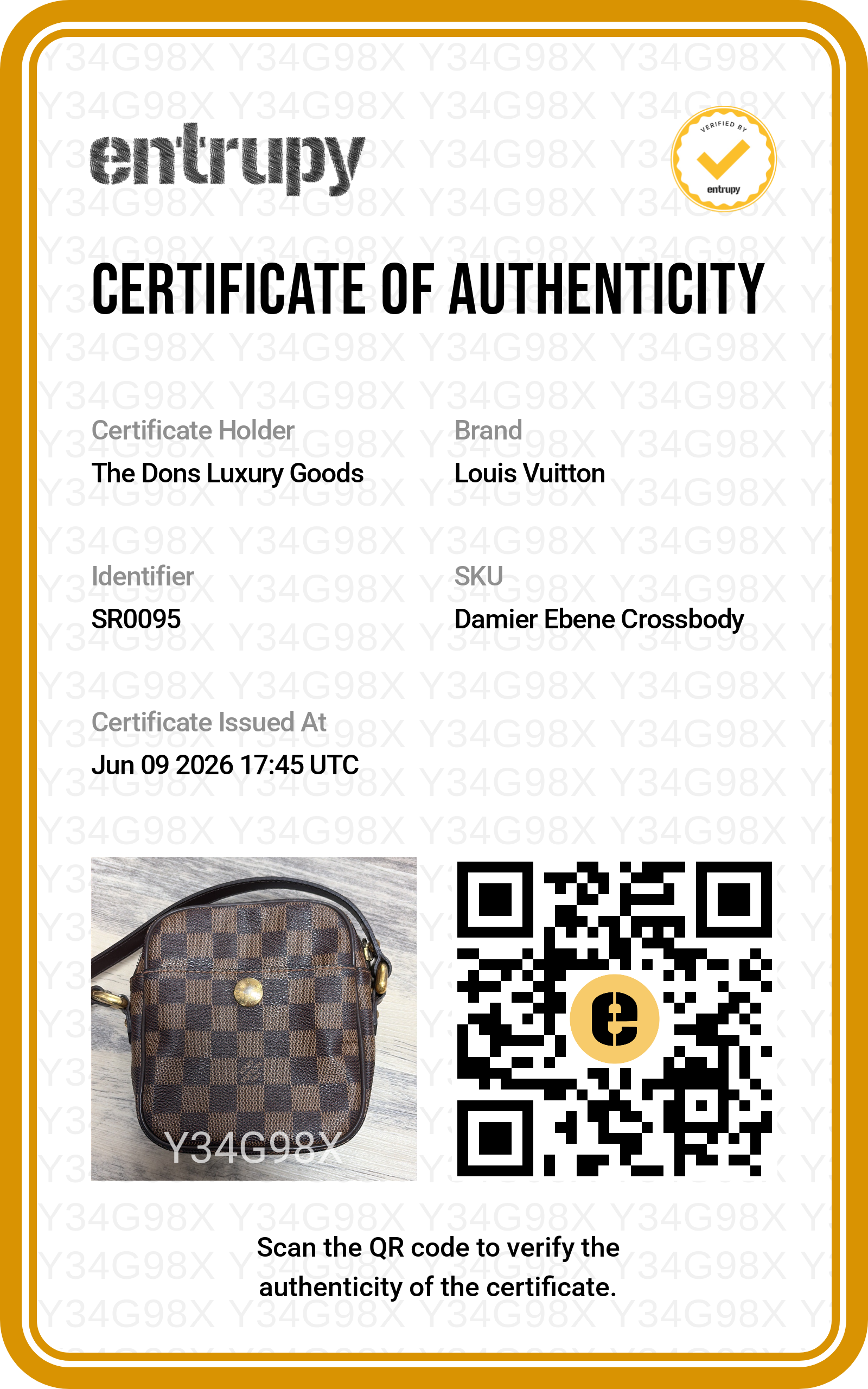 Entrupy certificate