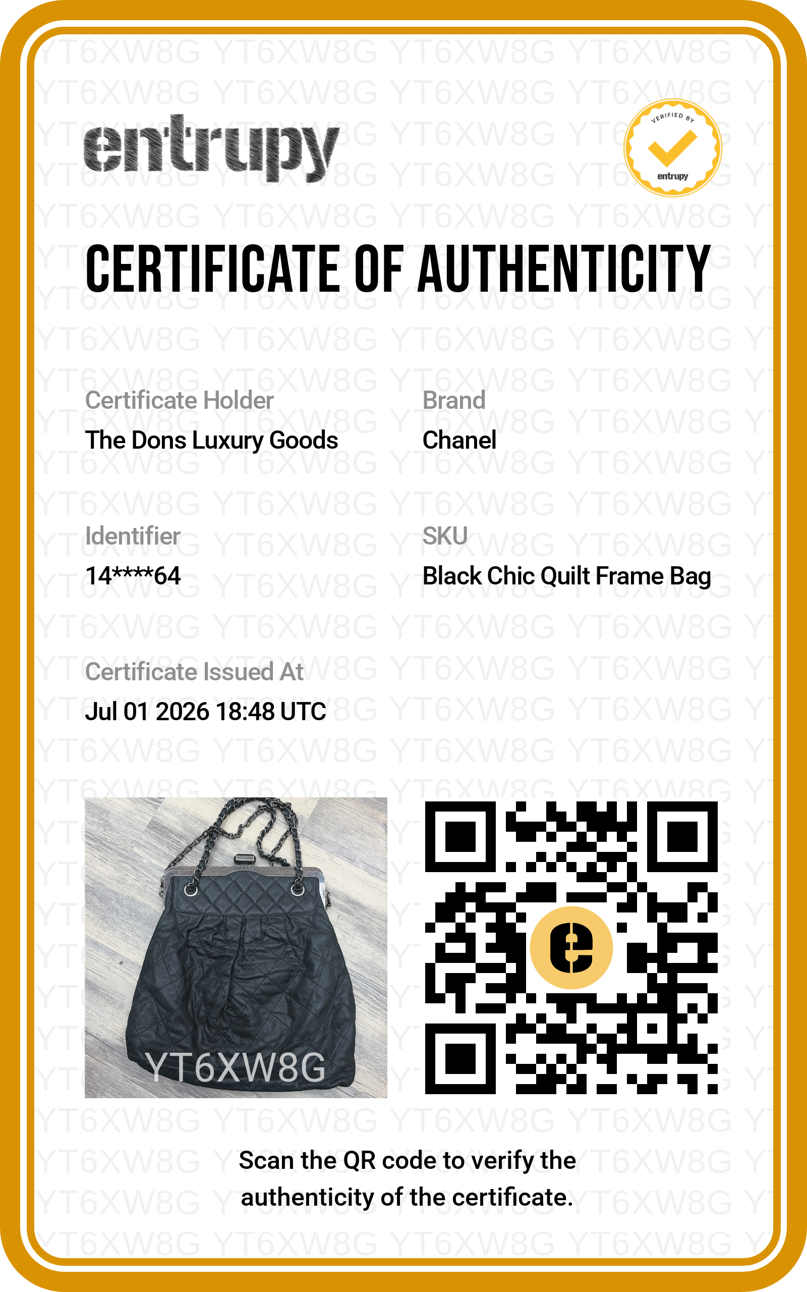 Entrupy certificate