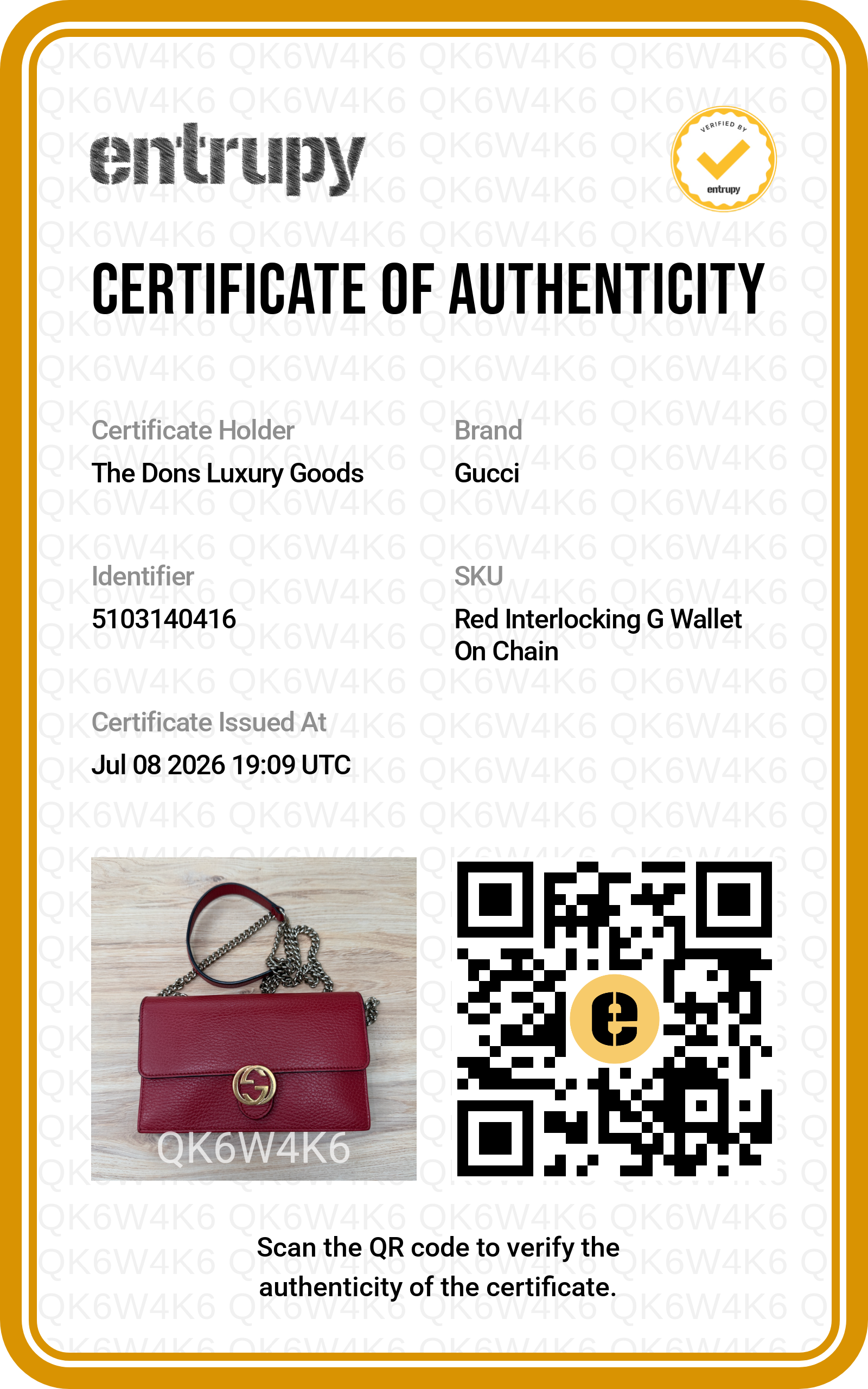 Entrupy certificate