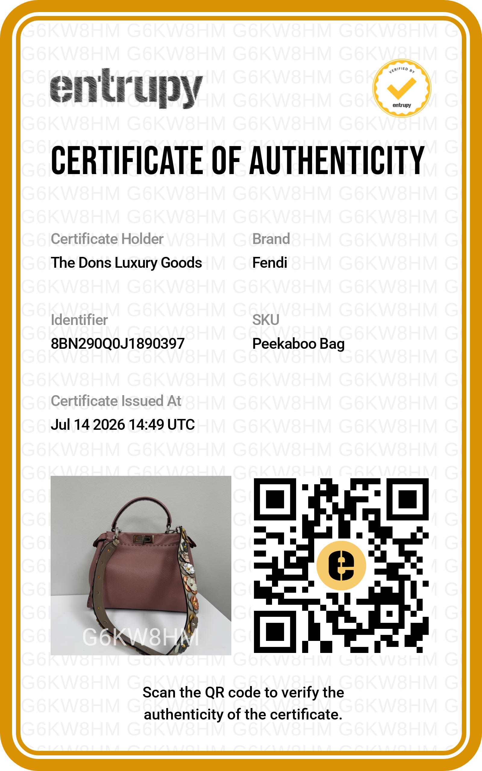 Entrupy certificate