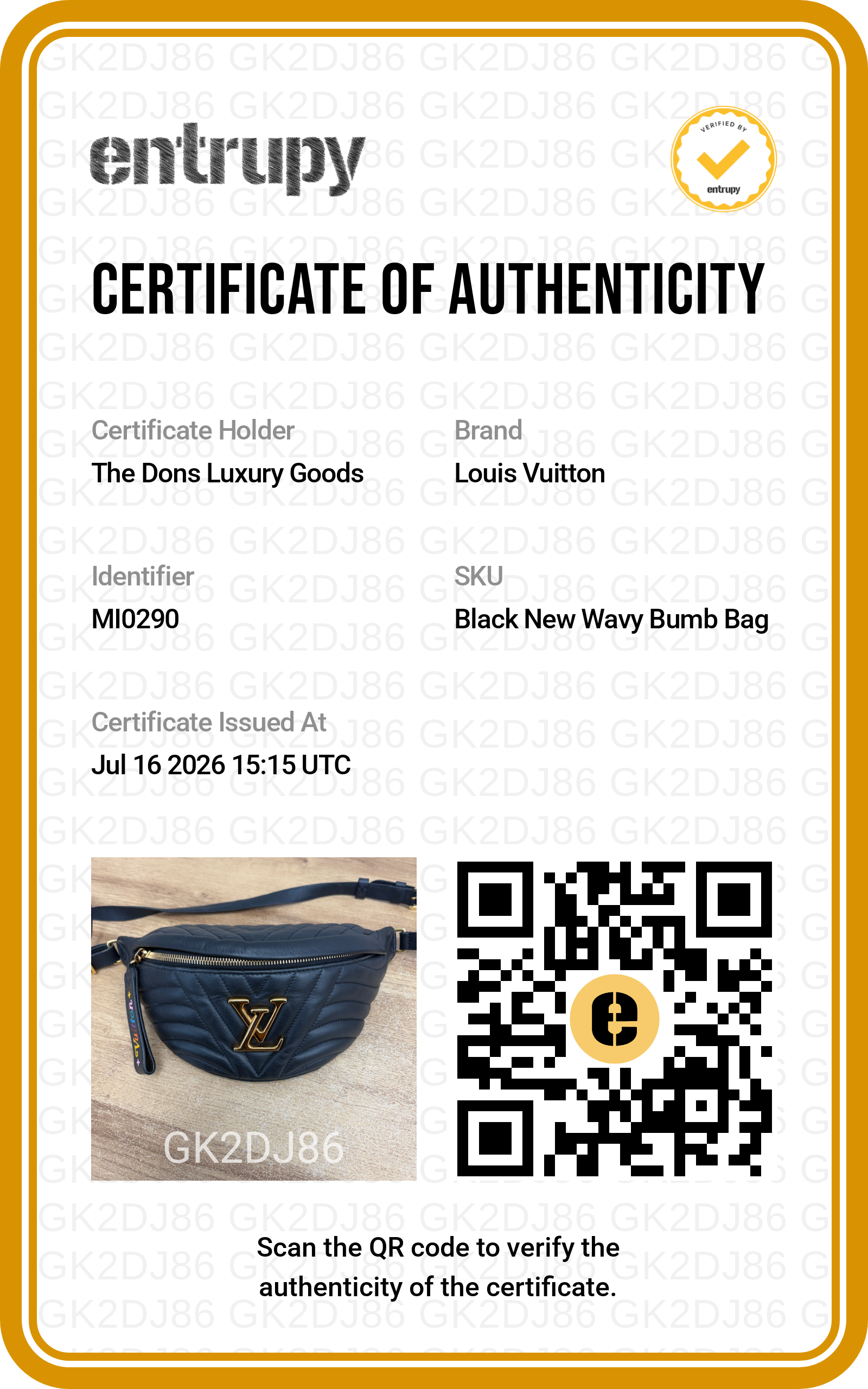 Entrupy certificate