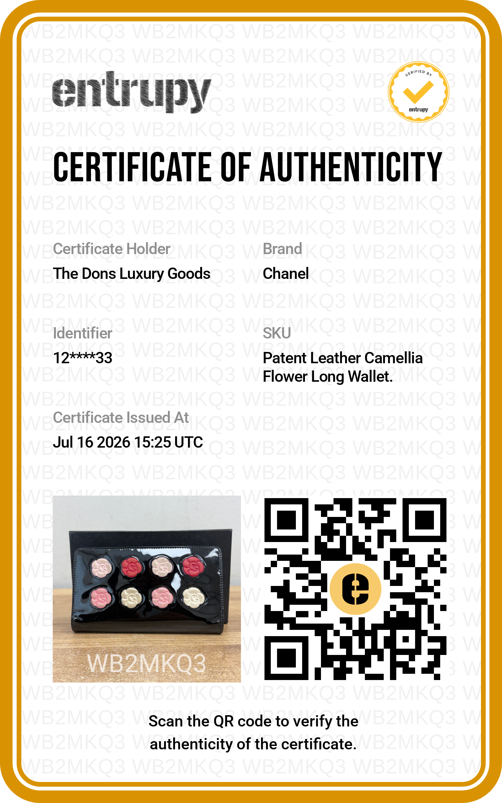 Entrupy certificate