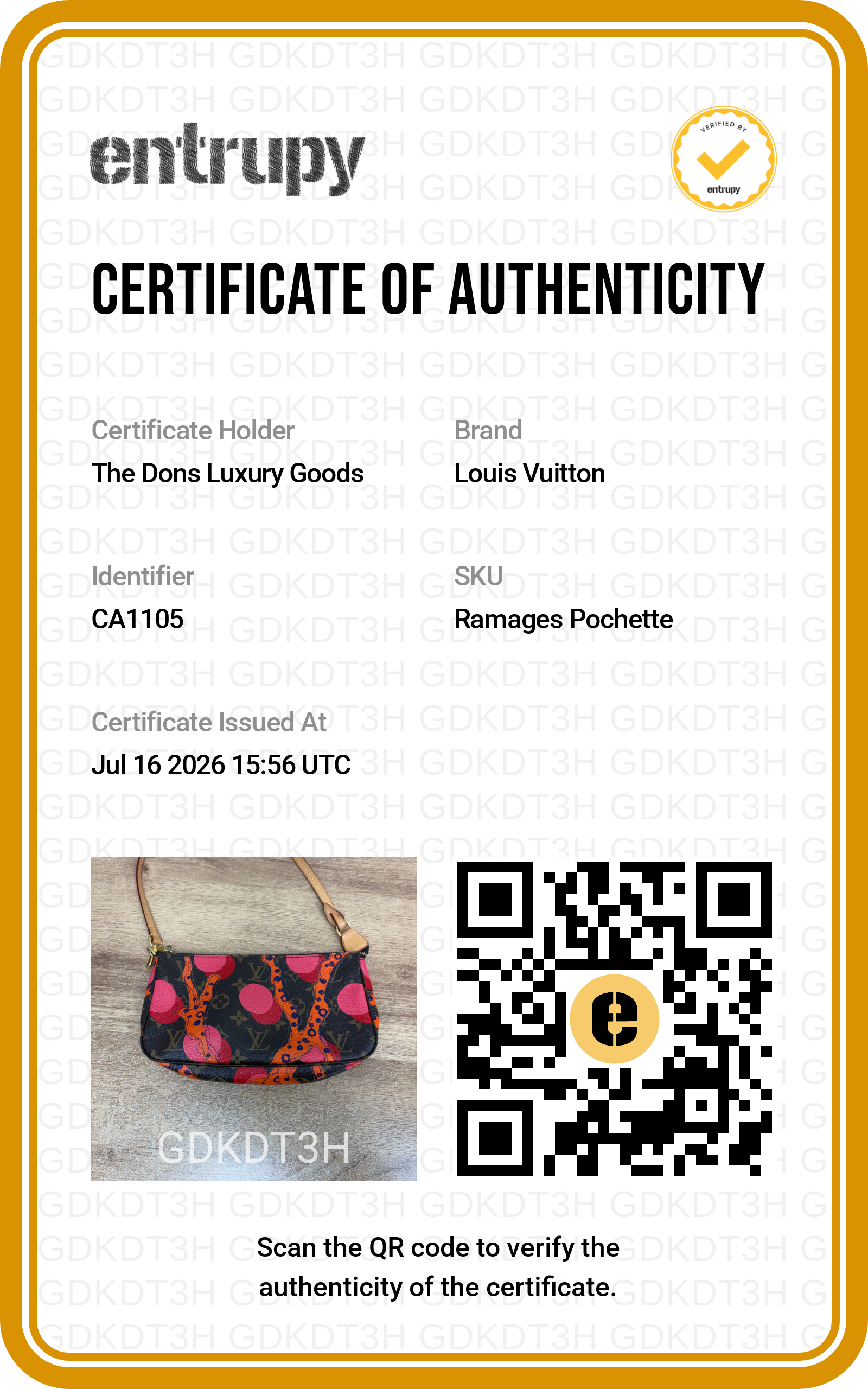 Entrupy certificate