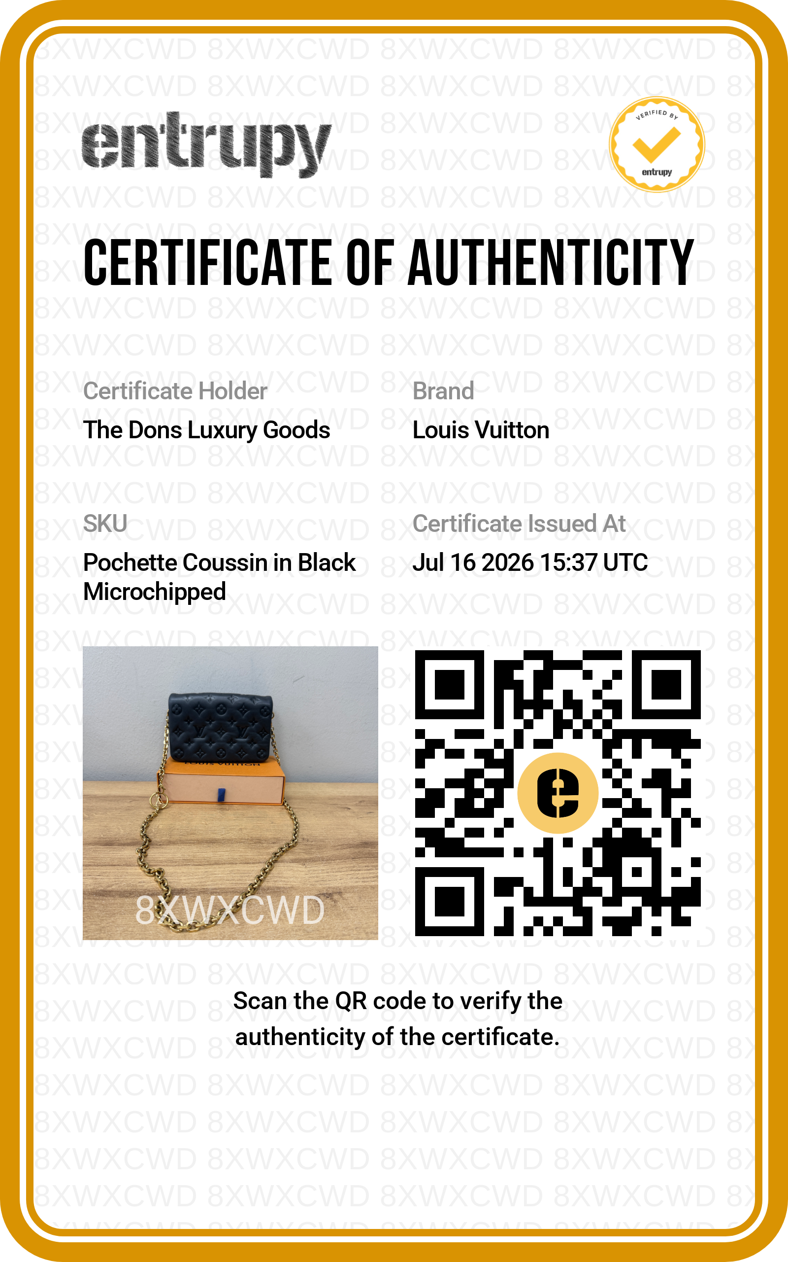 Entrupy certificate