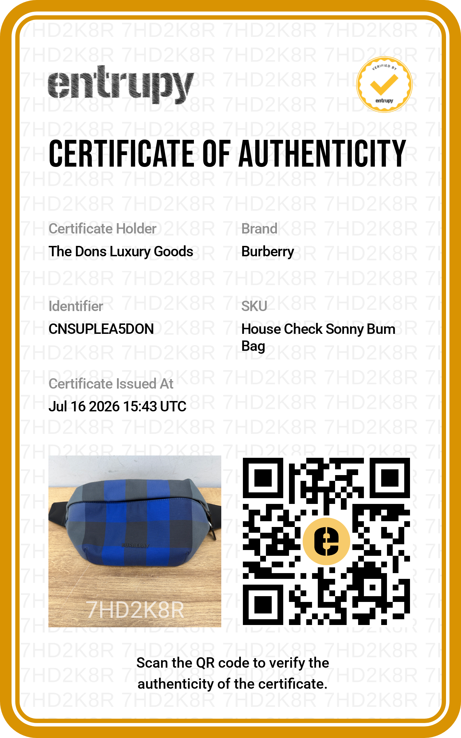 Entrupy certificate