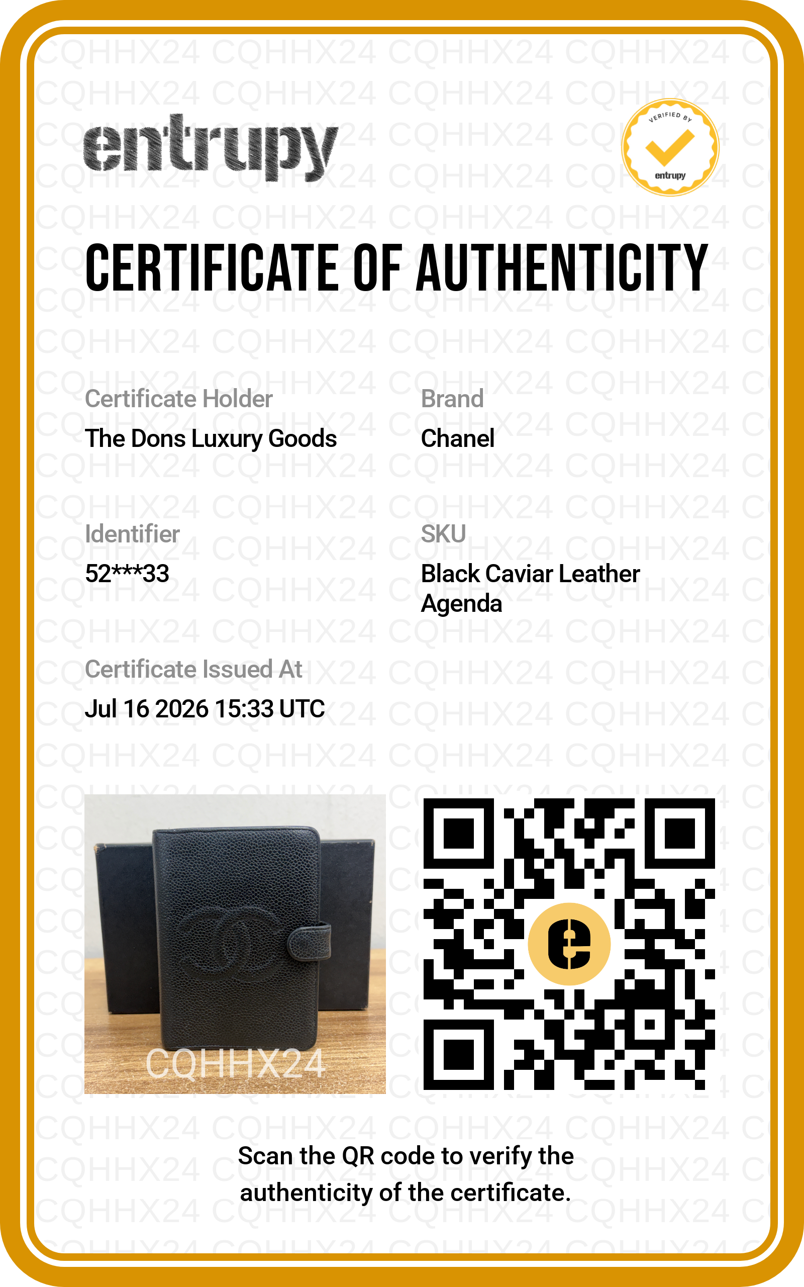 Entrupy certificate