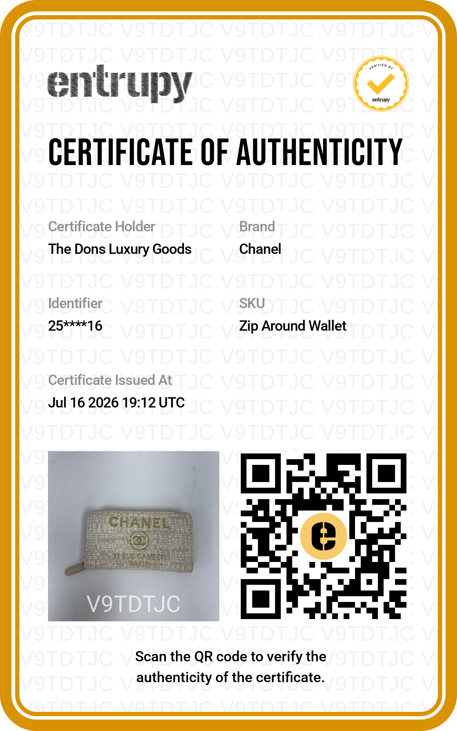 Entrupy certificate