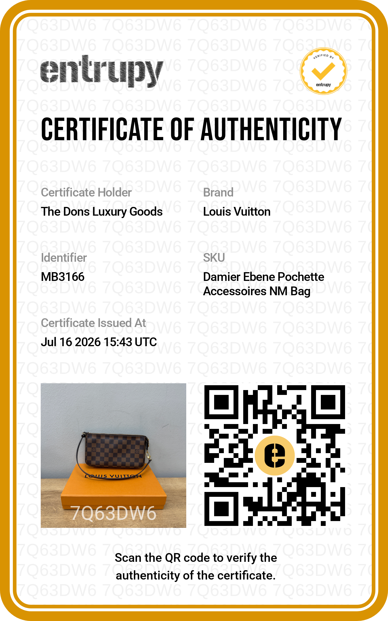 Entrupy certificate