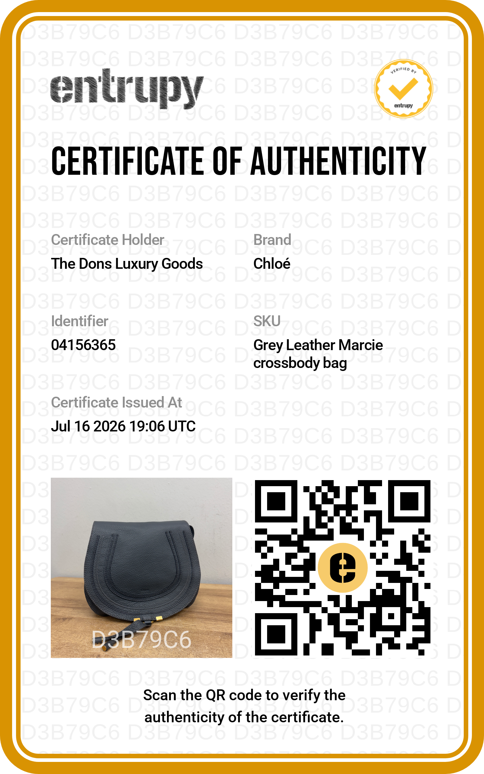 Entrupy certificate